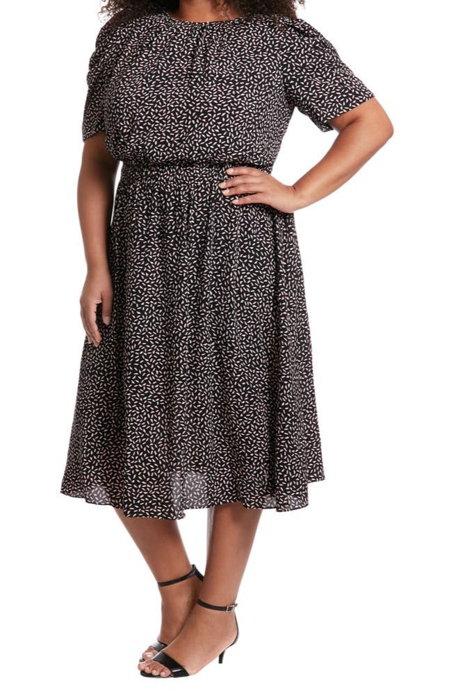 STILL THE ONE MIDI DRESS - BLACK/BLUSH