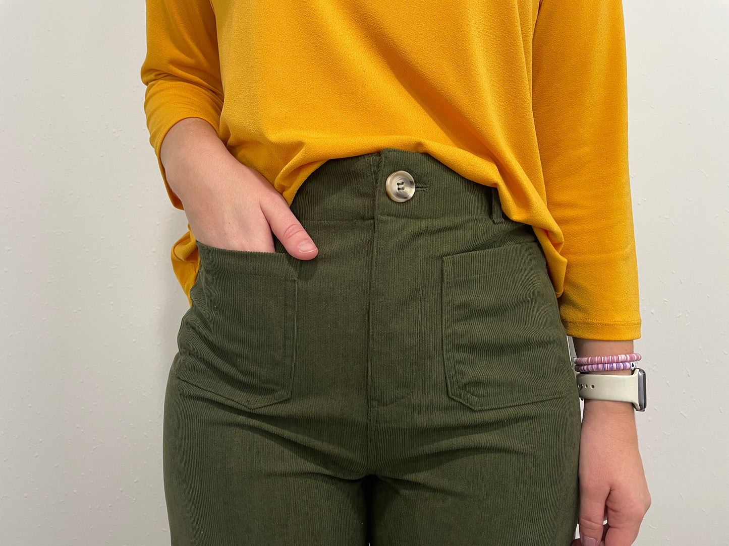 THE JACKIE CORDUROY PANT - OLIVE