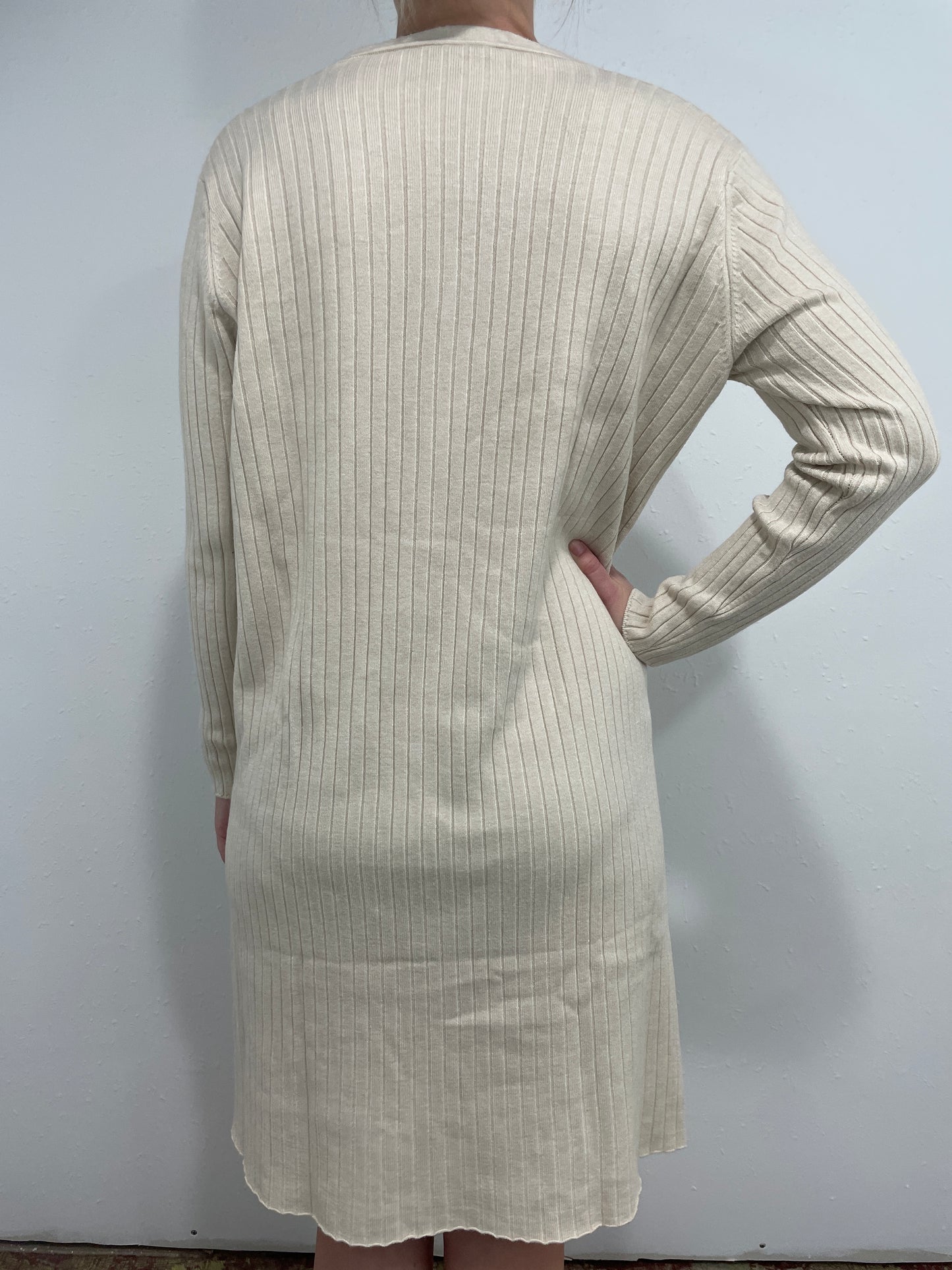 FELICITY BUTTON FRONT SWEATER DRESS - CREAM