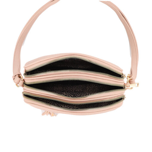 CHEVRON QUILTED 3 COMPARTMENT CROSSBODY BAG