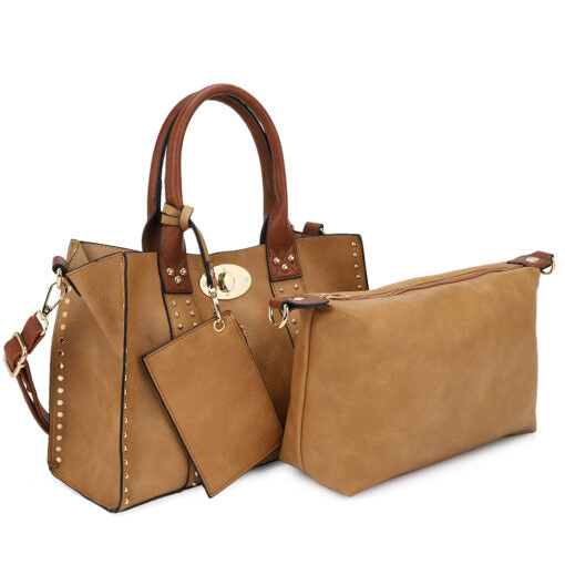 3-IN-1 STUDDED SATCHEL HANDBAG