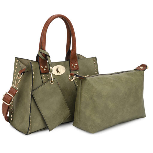 3-IN-1 STUDDED SATCHEL HANDBAG