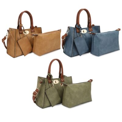 3-IN-1 STUDDED SATCHEL HANDBAG