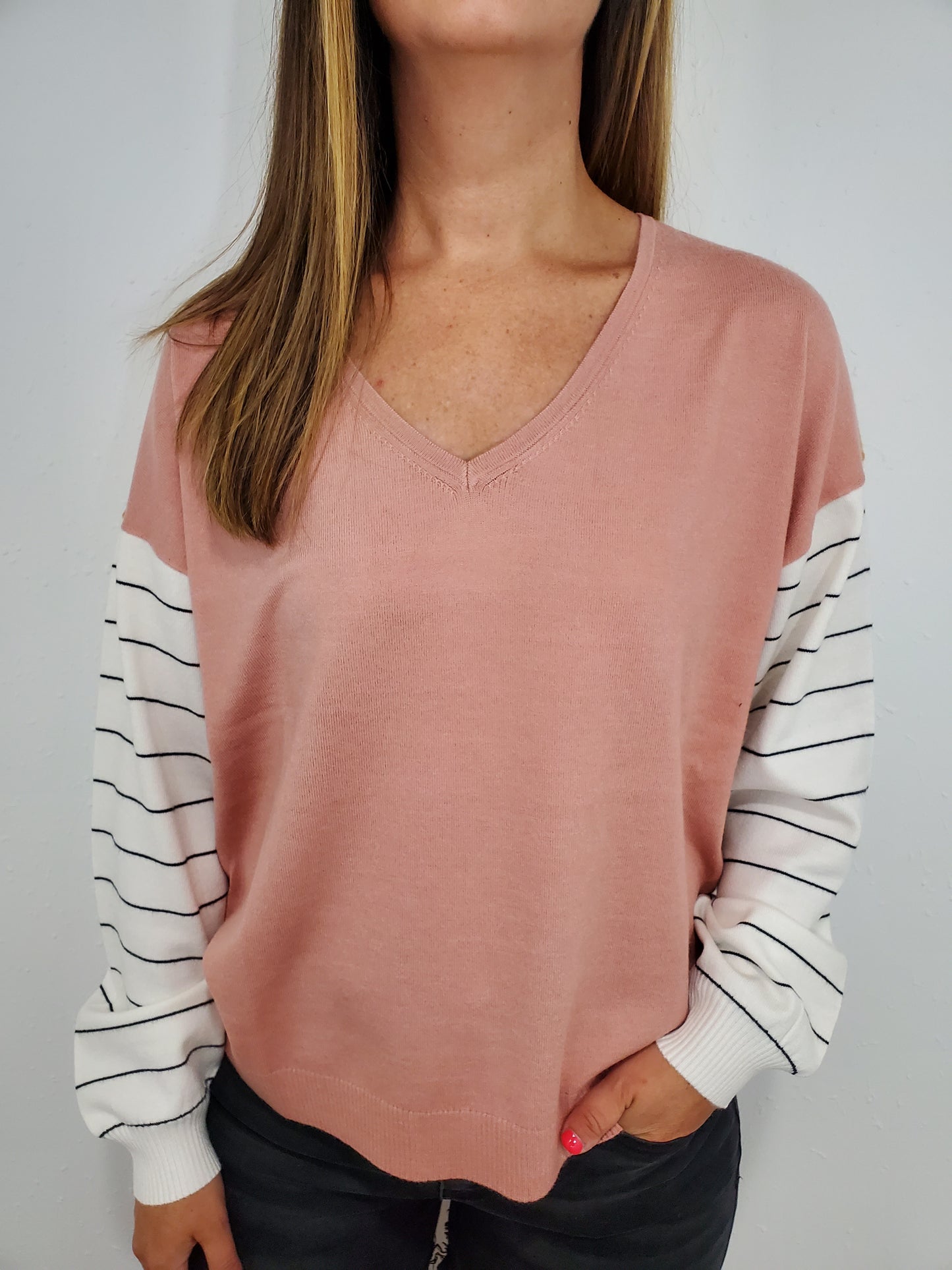 TRIBAL MIXED PRINT SWEATER - MARIGOLD/BLUSH