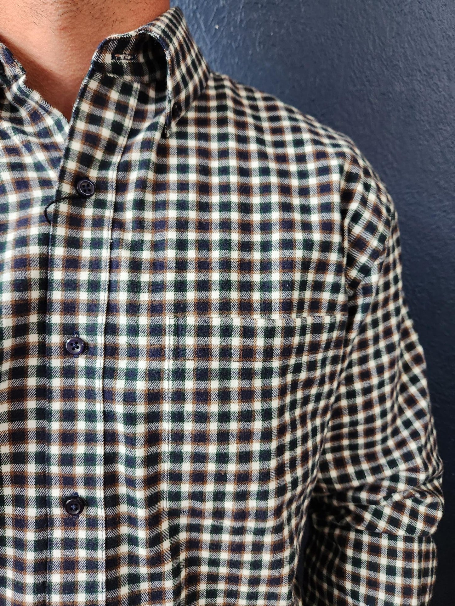 F/X FUSION DREW FLANNEL BUTTON DOWN - GREEN/TAUPE/NAVY