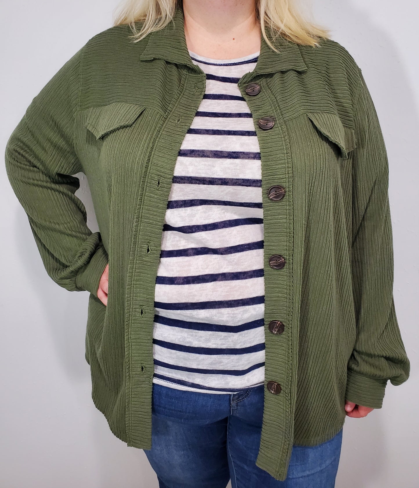 RIBBED SHACKET - CURVY
