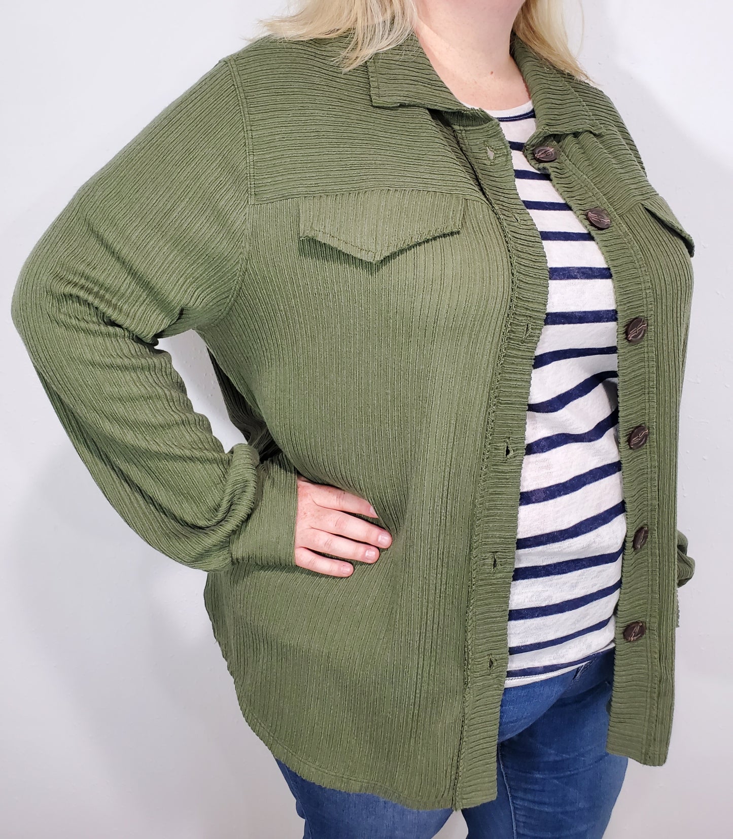 RIBBED SHACKET - CURVY