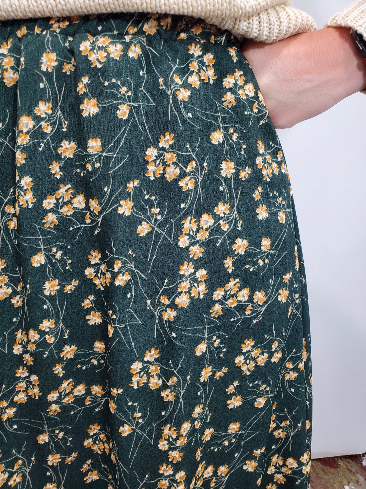 LET IT GROW HI-LO SKIRT - GREEN/MUSTARD