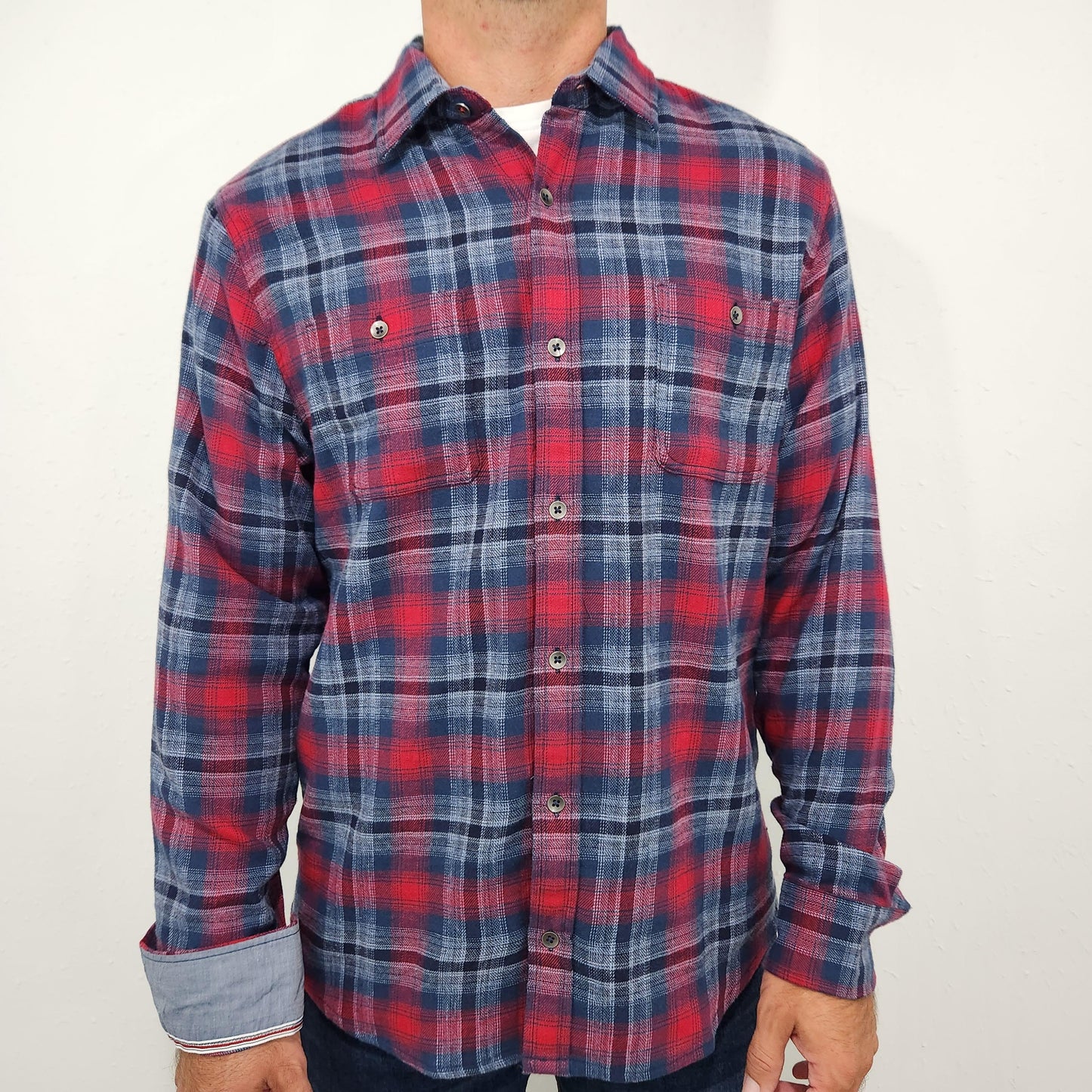 FLAG & ANTHEM PENTON FLANNEL BUTTON DOWN - NAVY/RED