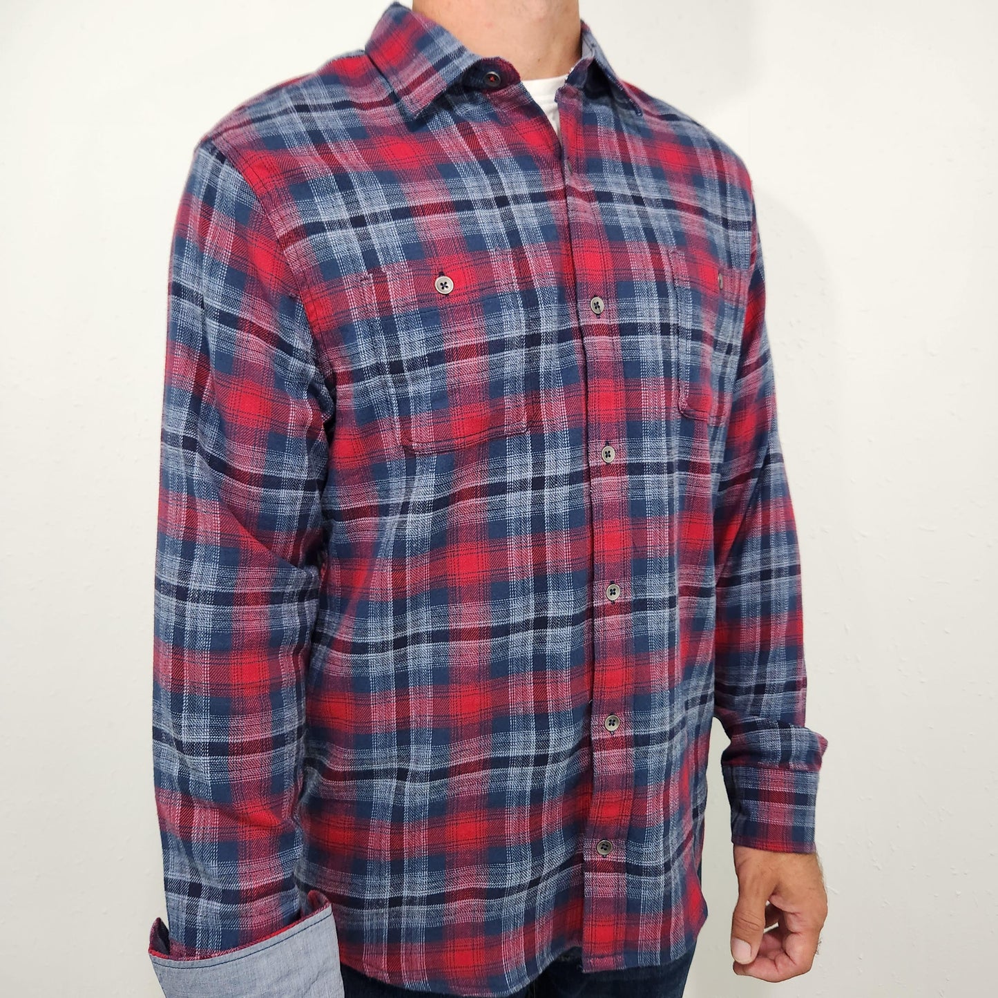 FLAG & ANTHEM PENTON FLANNEL BUTTON DOWN - NAVY/RED