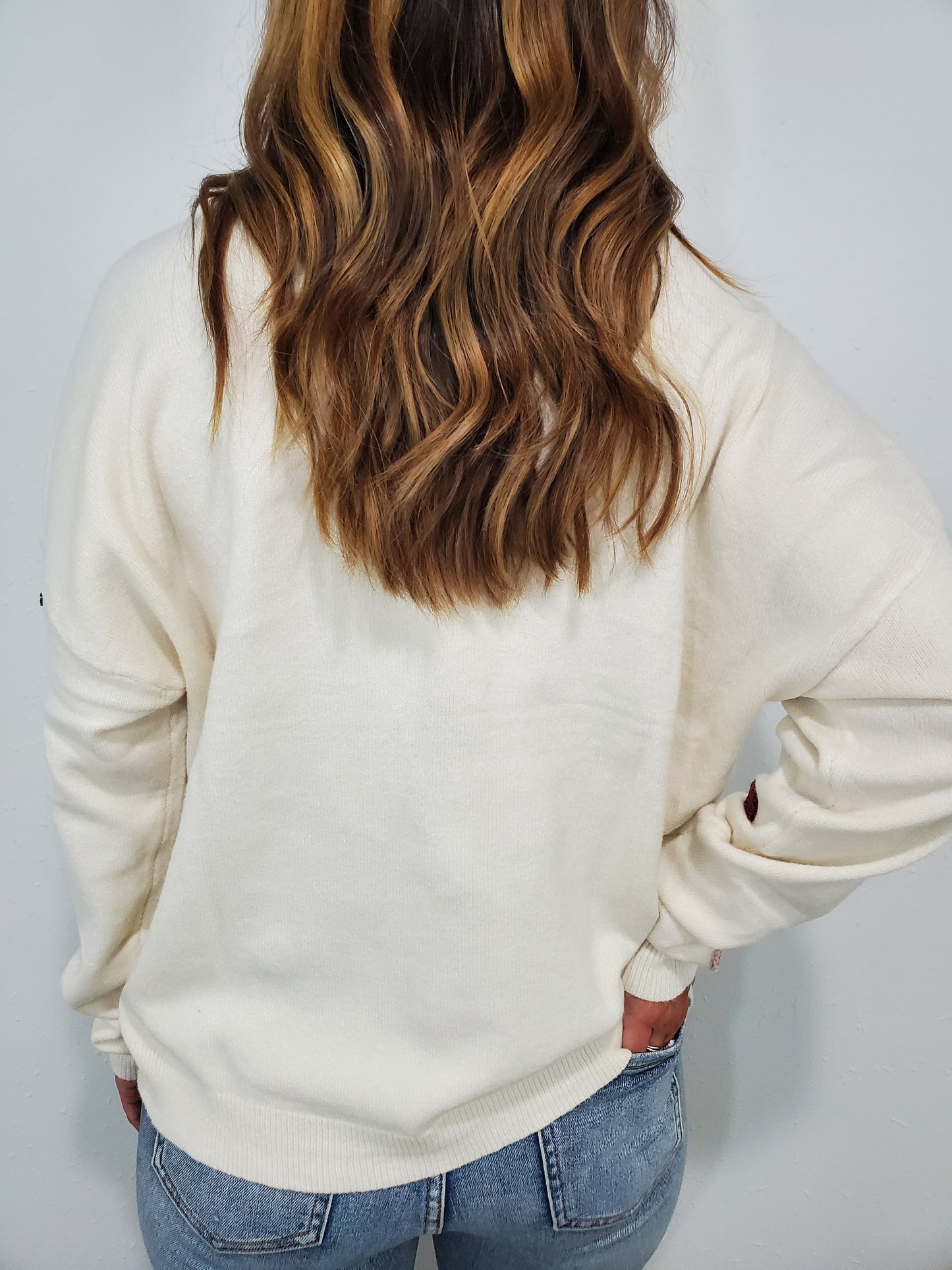 CHARLIE B SWISS DOT SWEATER - ECRU/MULTI