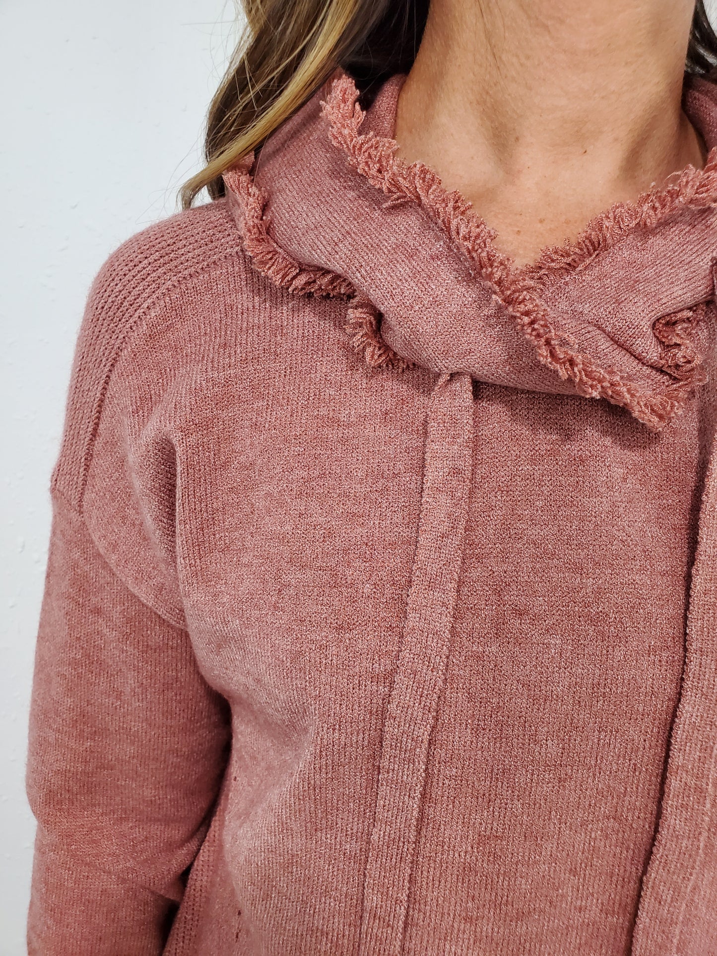 CHARLIE B FRINGE HOODED SWEATER - H. CINNAMON