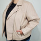 FAUX LEATHER QUILTED MOTO JACKET - MUSHROOM - CURVY