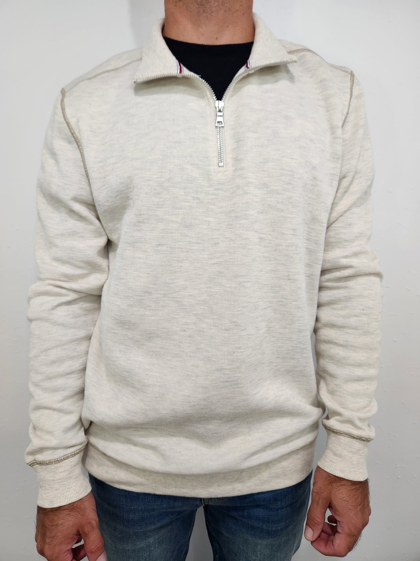 FLAG & ANTHEM LAVELLE 1/4 ZIP PULLOVER - HEATHERED OATMEAL