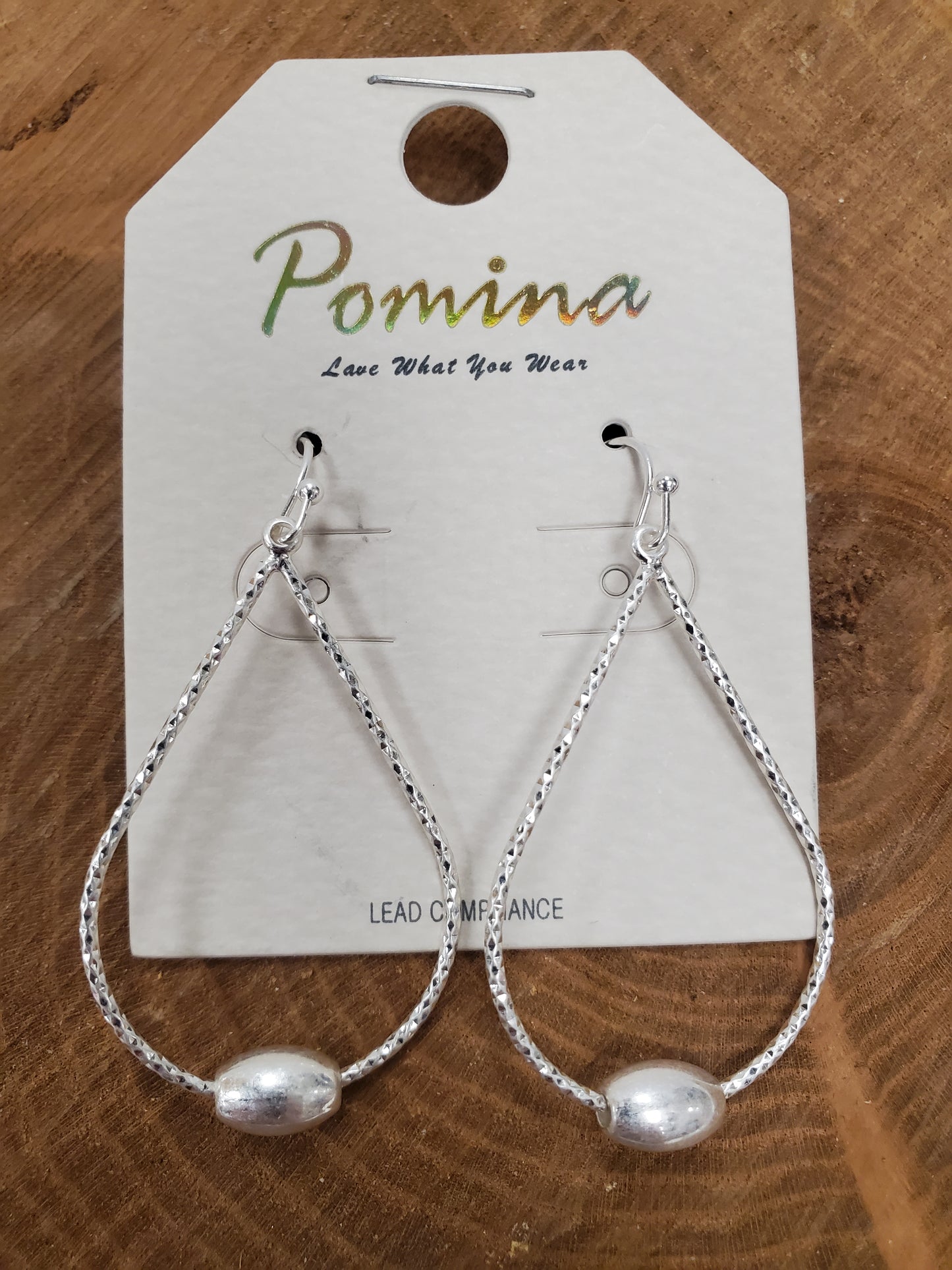 POMINA TEARDROP WITH BEAD EARRING - SILVER