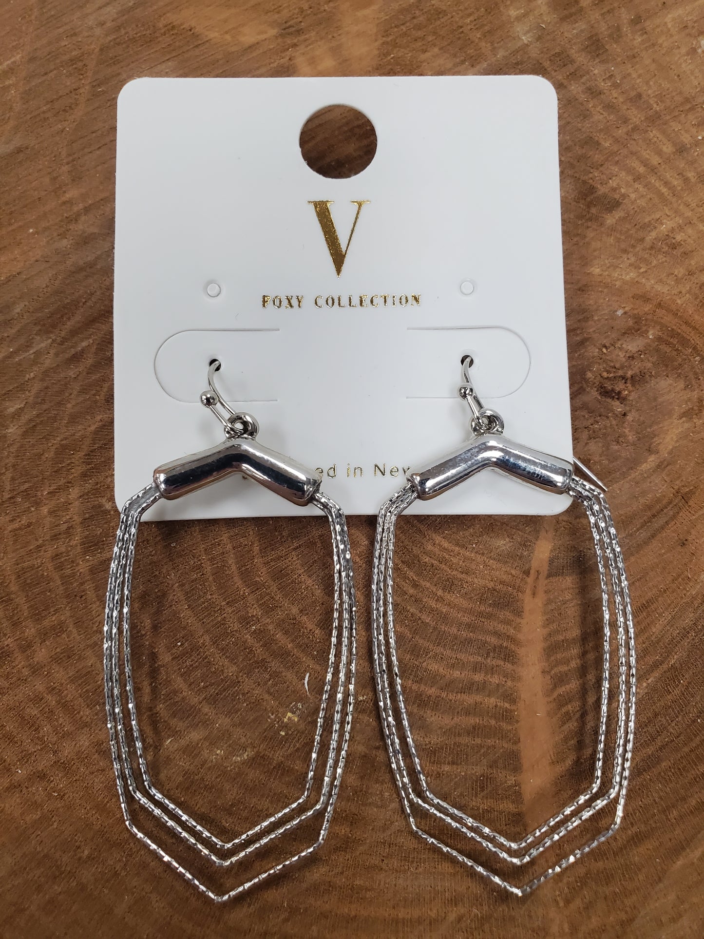 V TRIPLE HEXAGON DROP EARRING