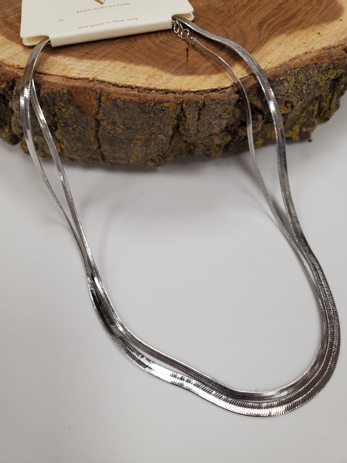 DOUBLE LAYER SNAKE CHAIN NECKLACE - SILVER
