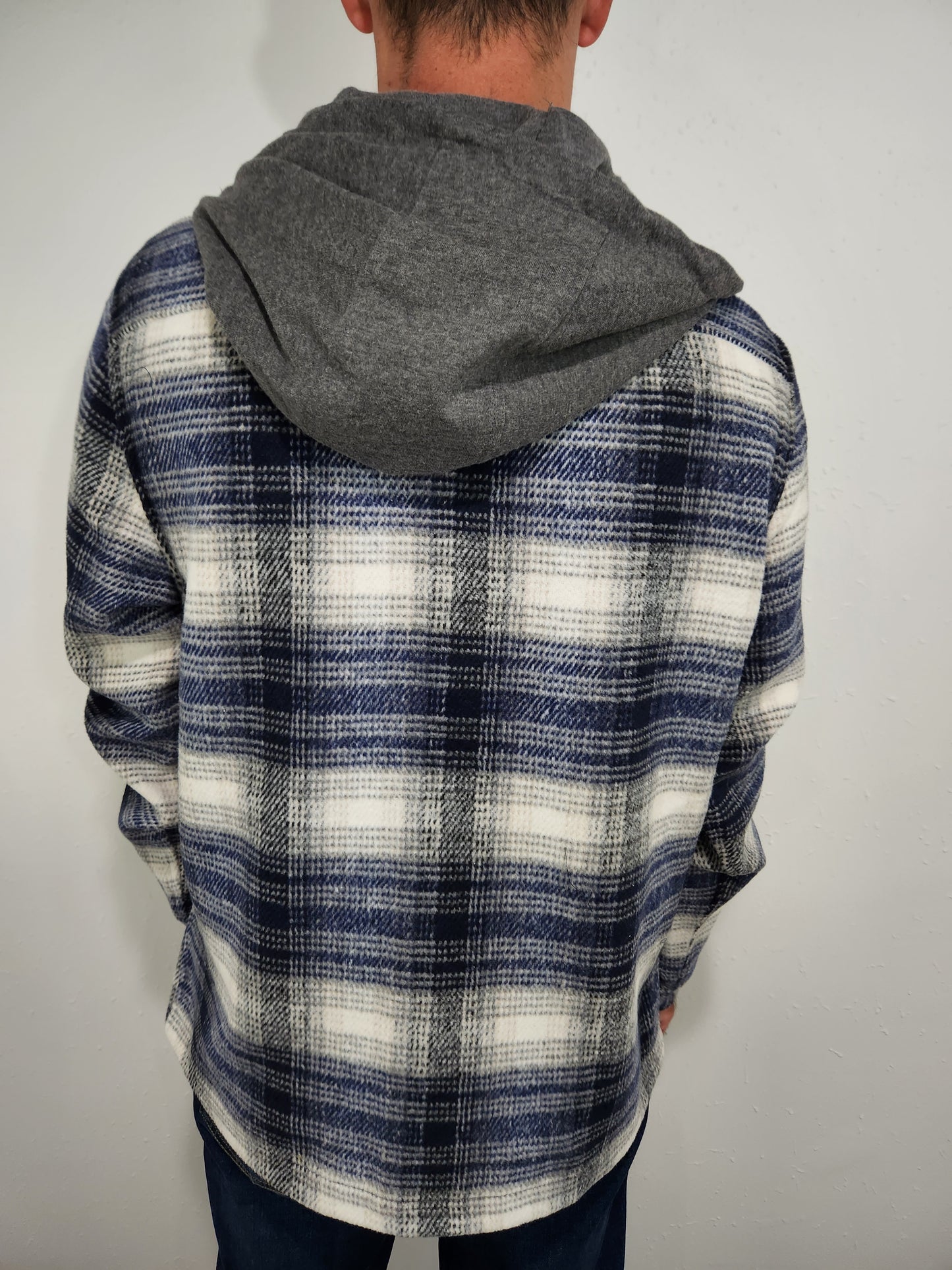 FLAG & ANTHEM SACRAMENTO HOODED FLANNEL SHIRT JACKET - NAVY/COMBO