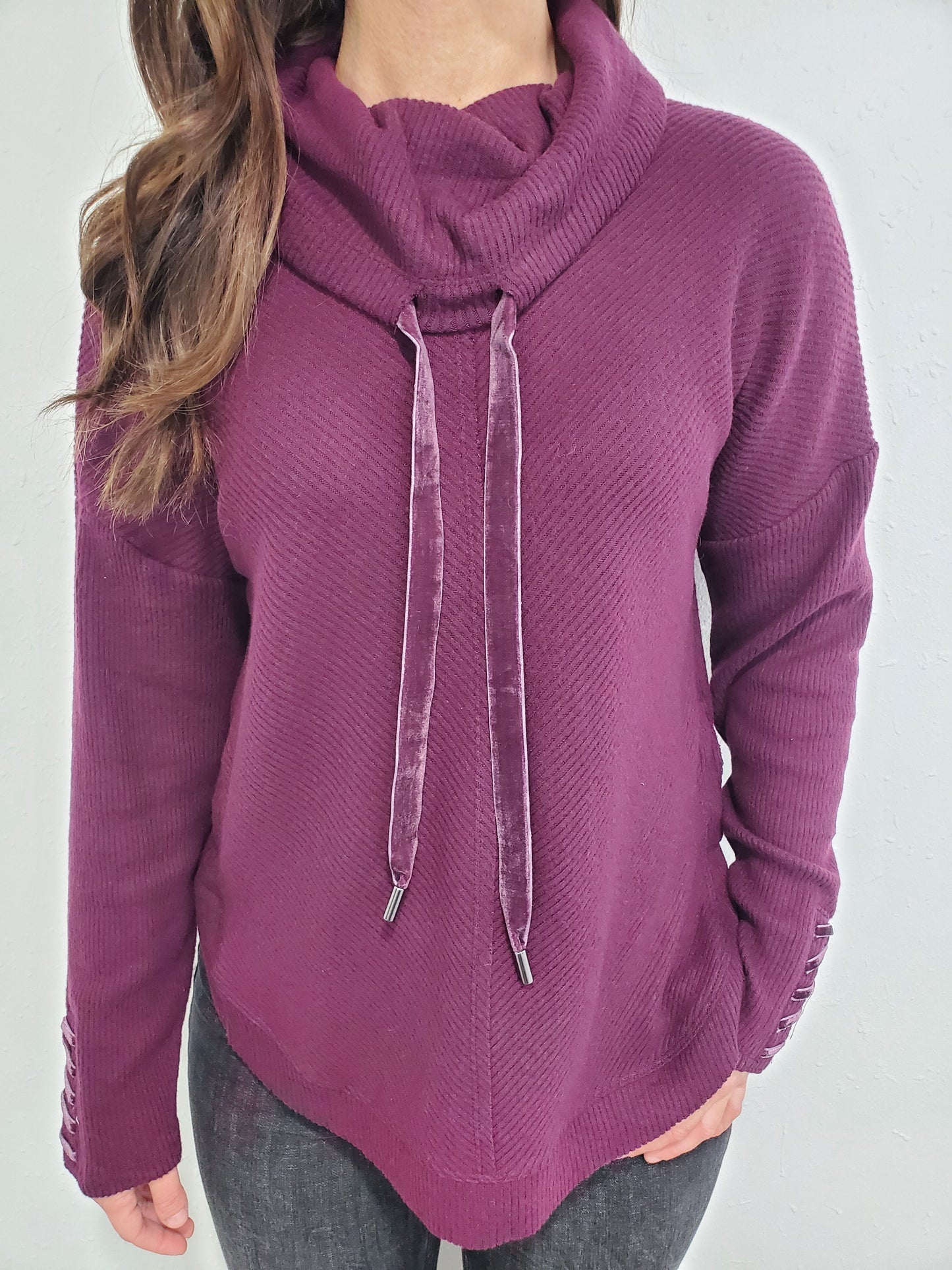 COZY COWL NECK TOP - POTENT PURPLE