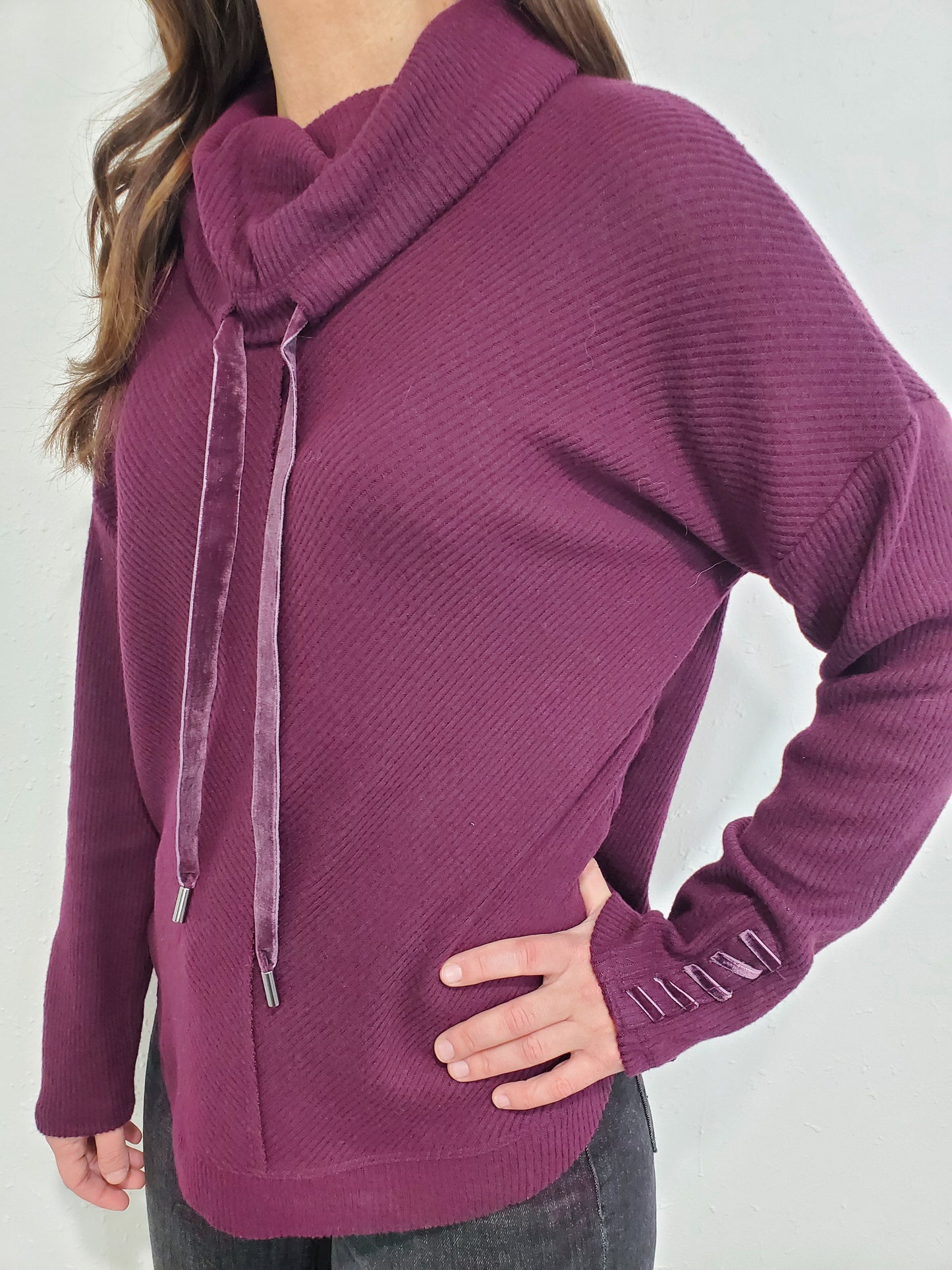 COZY COWL NECK TOP - POTENT PURPLE