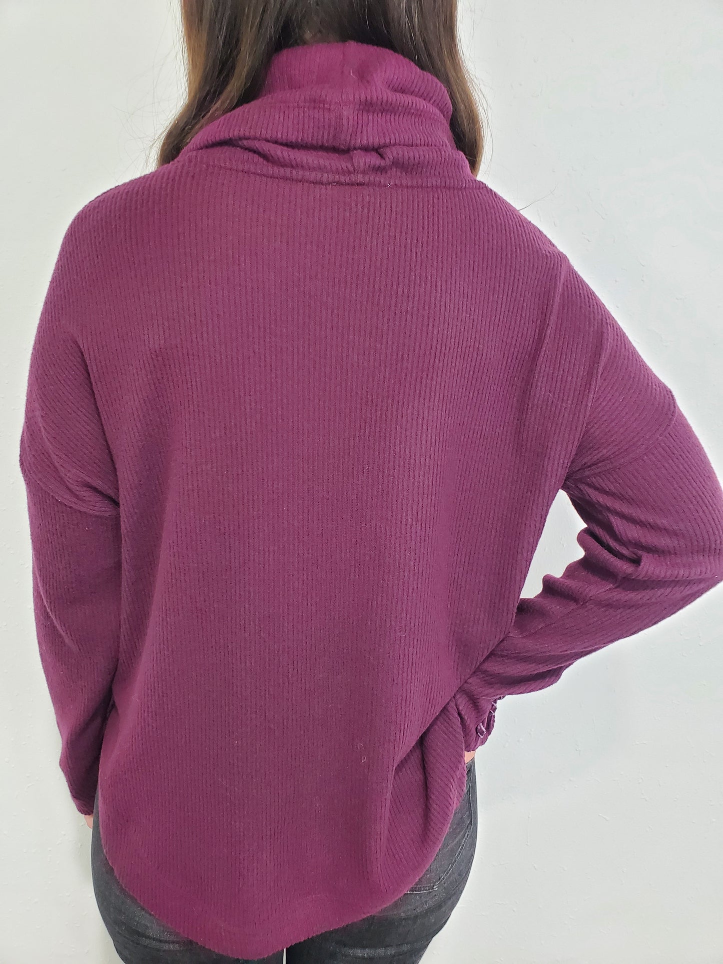 COZY COWL NECK TOP - POTENT PURPLE