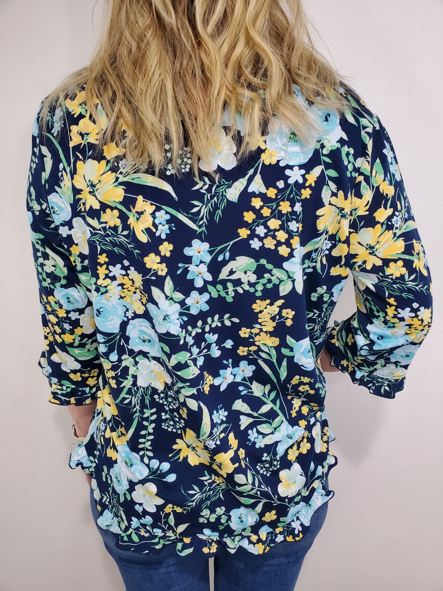 SIMPLY BASIC FLORAL TOP - NAVY MULTI