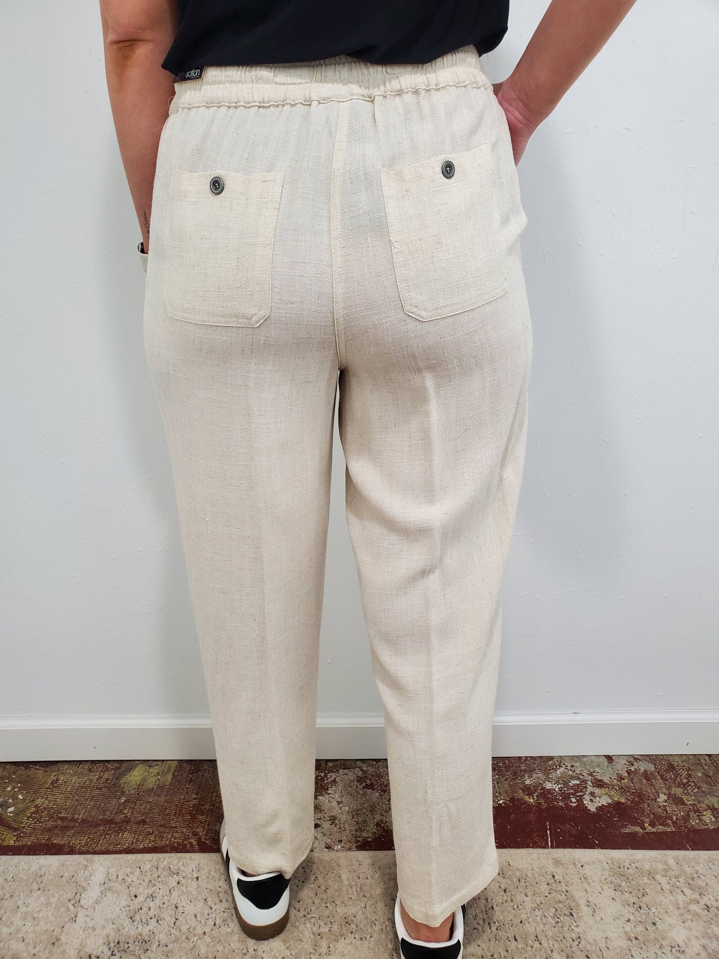 LINEN DRAWSTRING CROP PANT