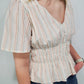 GRACEY BUTTON FRONT TOP - WHITE MULTI