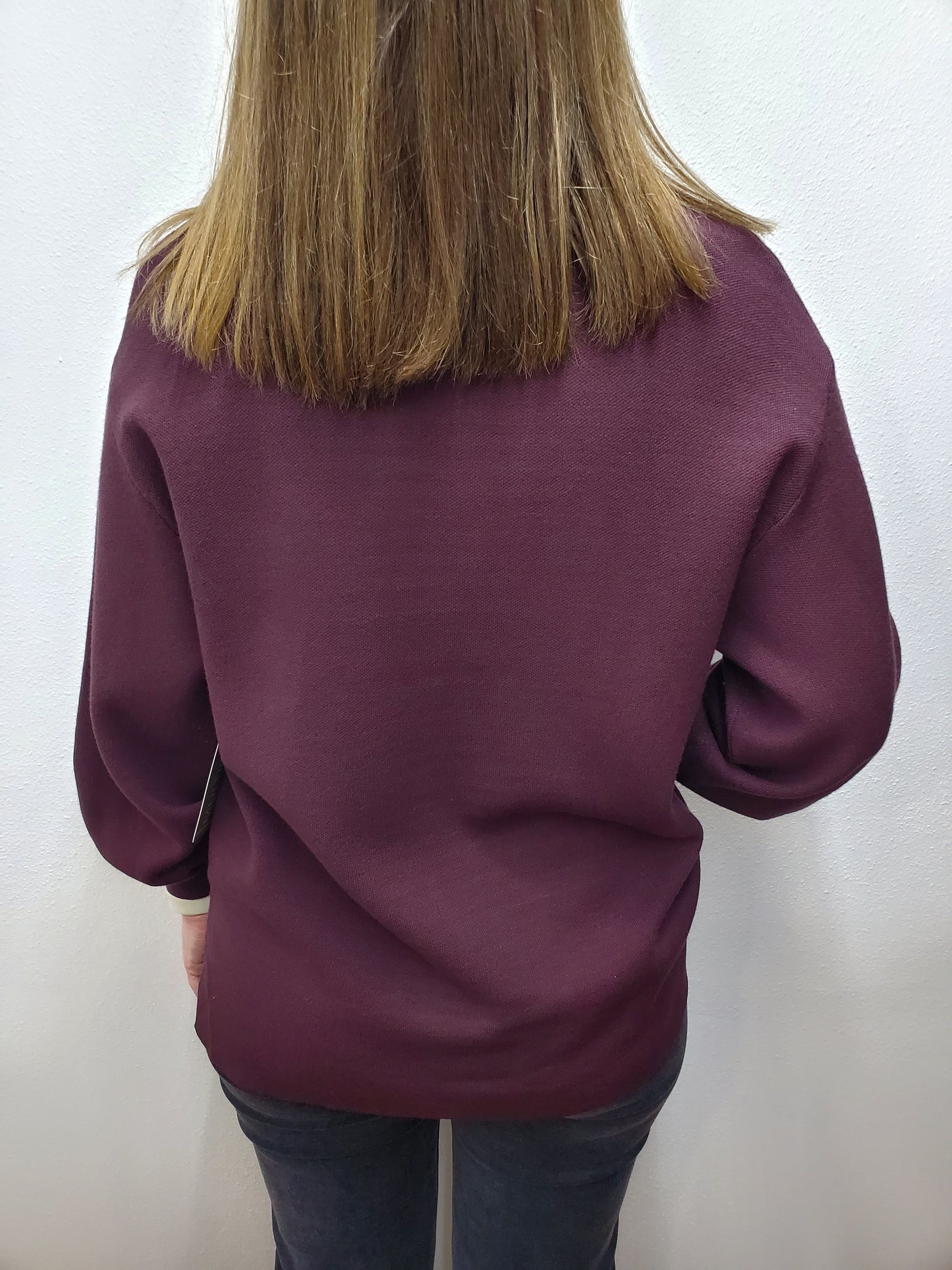 SPLIT V MOCK NECK SWEATER