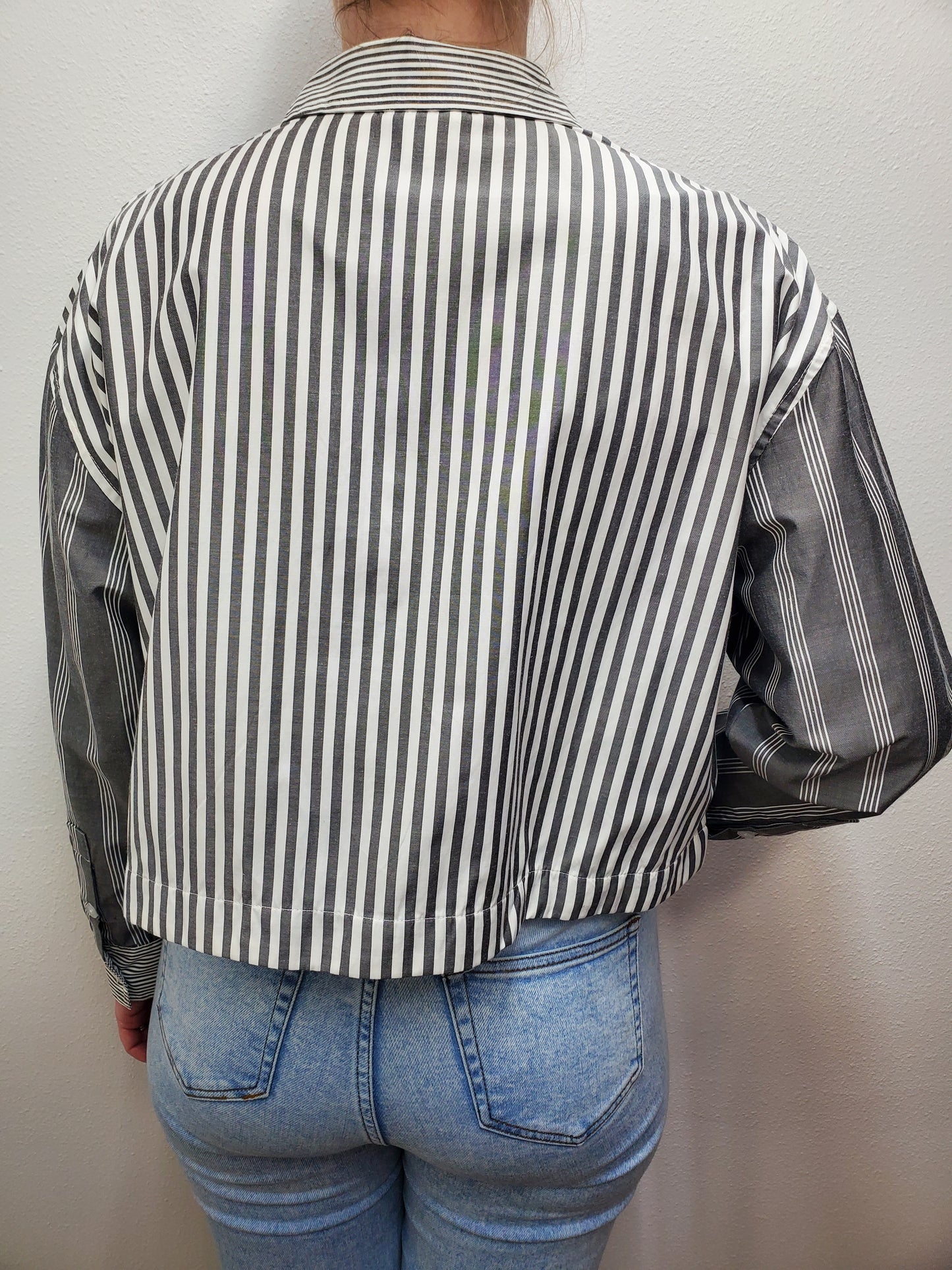 MADISON 2 IN 1 BLOUSE - GREY/WHITE