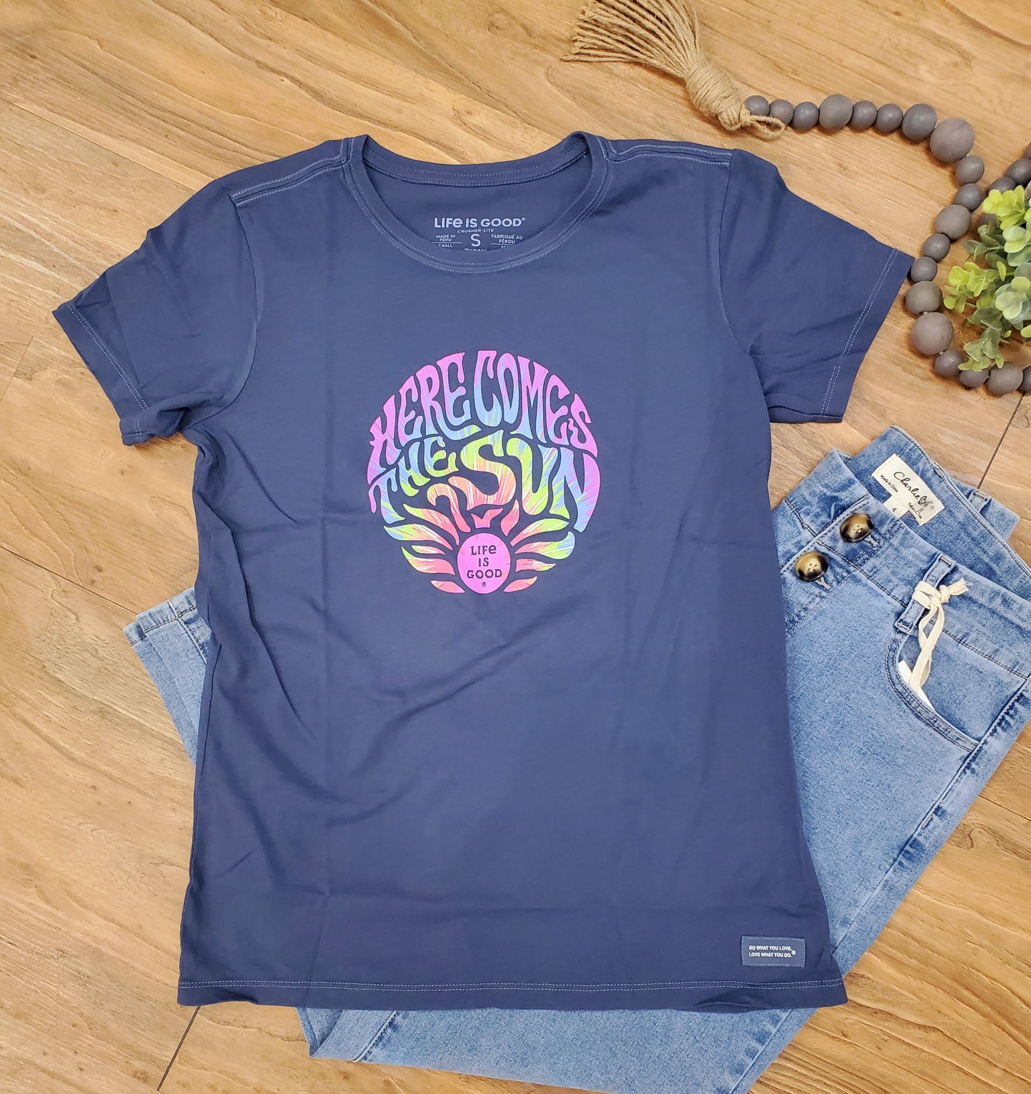 LIFE IS GOOD TIE DYE HERE COMES THE SUN - DUSTY BLUE
