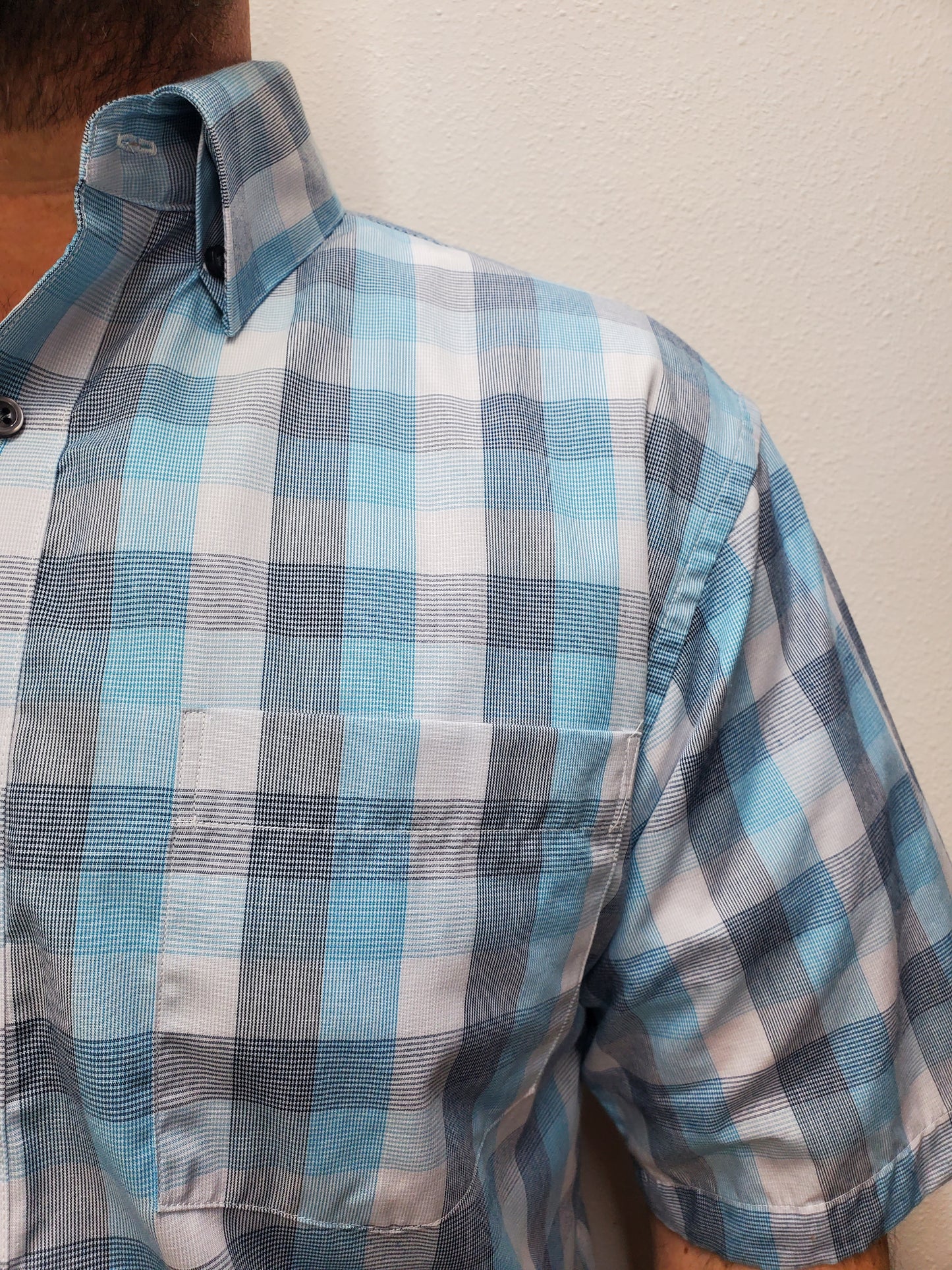 ASHER TEXTURED CHECK BUTTON DOWN SHIRT - AQUA MULTI