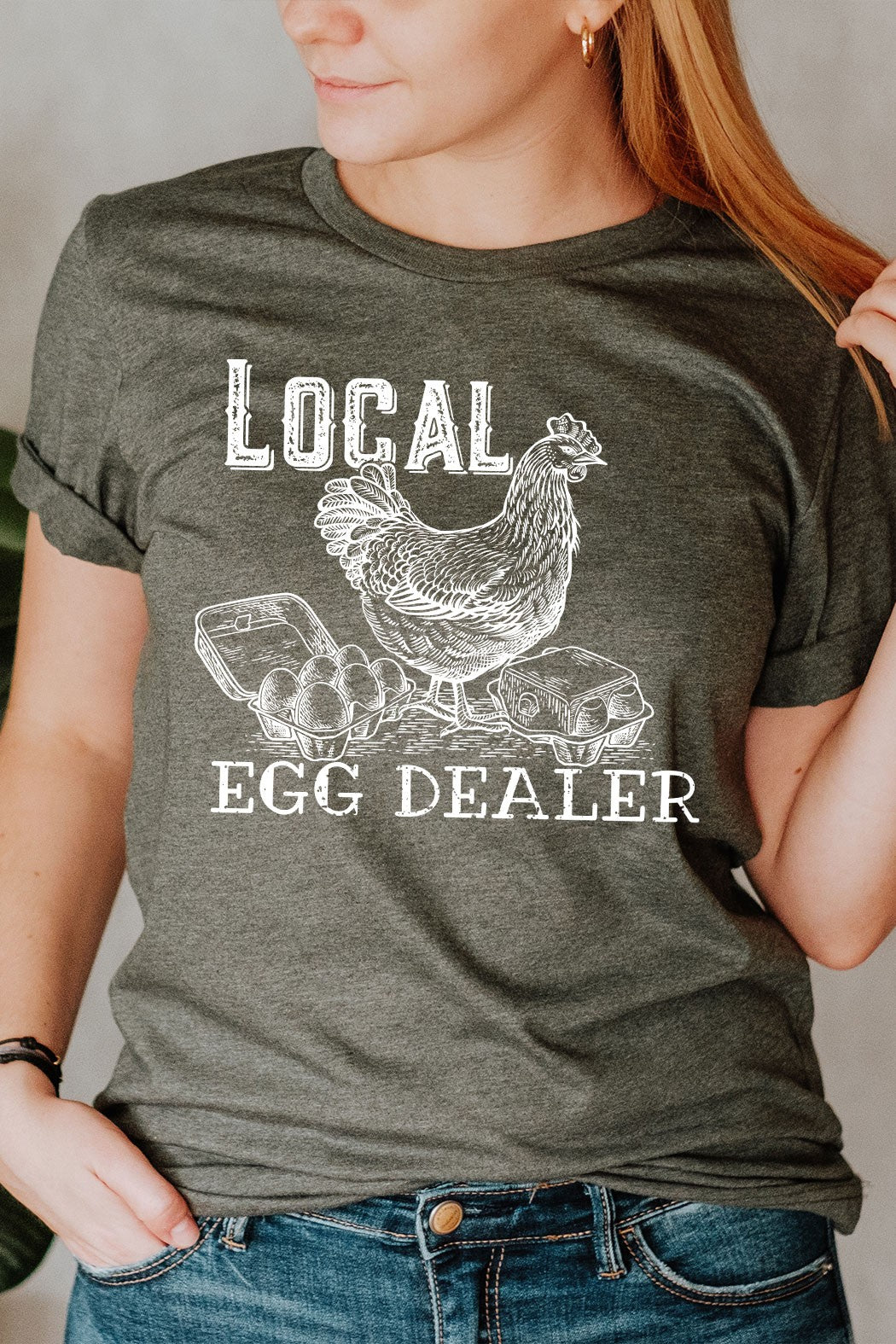 LOCAL EGG DEALER TEE - MILITARY GREEN