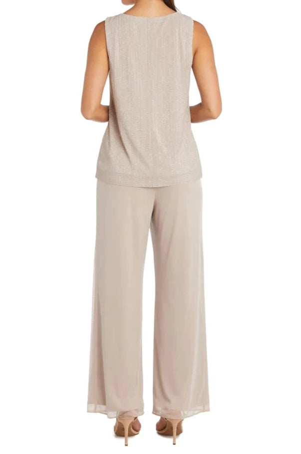 CRINKLE CHIFFON PANT SET - CHAMPAGNE