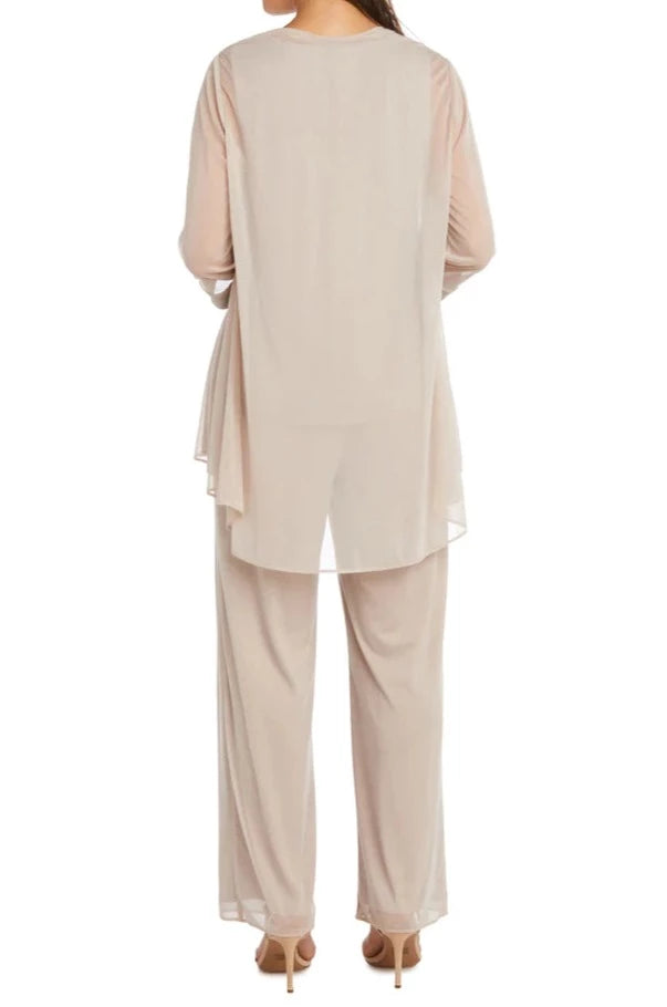 CRINKLE CHIFFON PANT SET - CHAMPAGNE