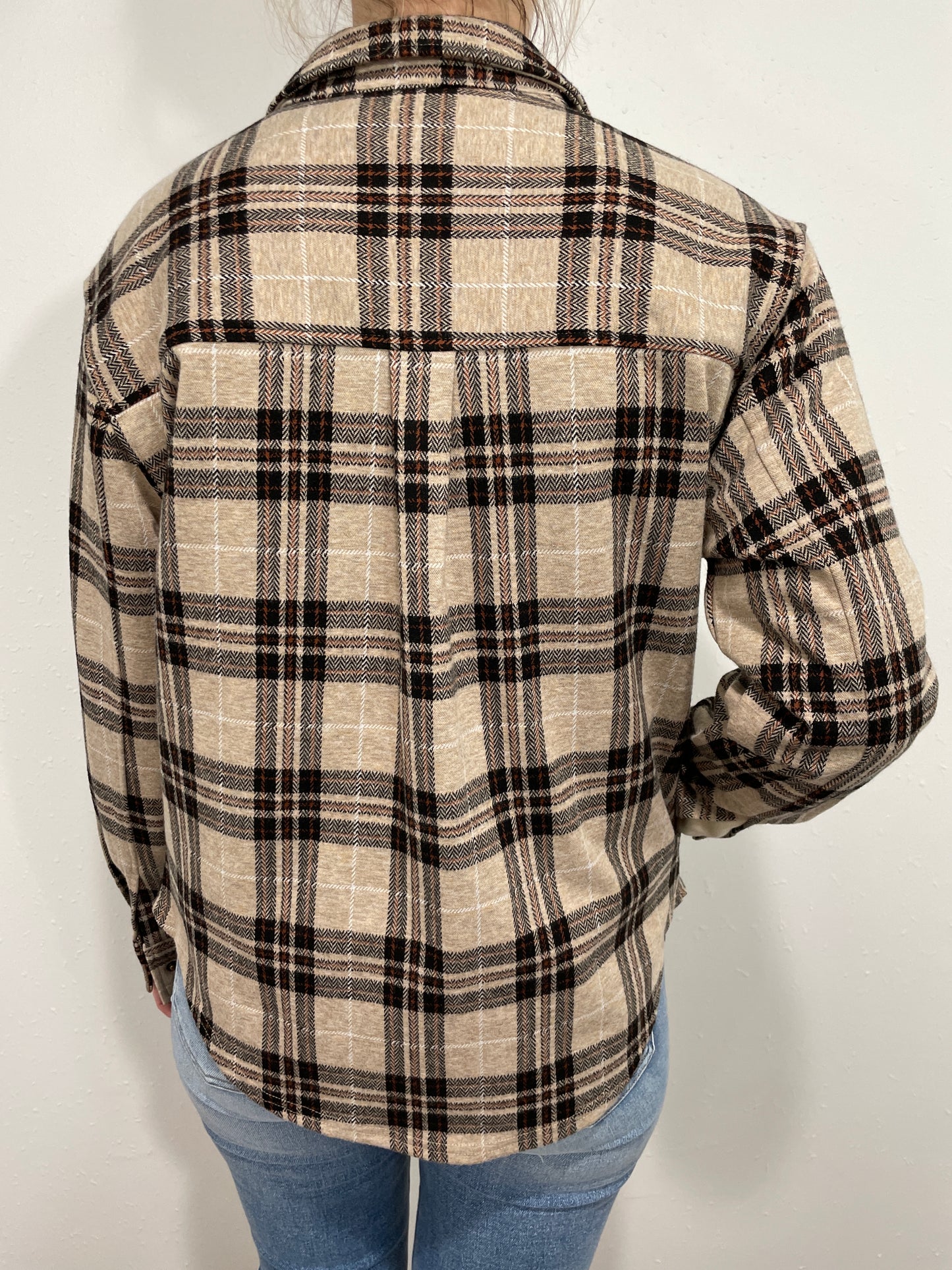 MARYVILLE PLAID SHACKET - OATMEAL/BLACK