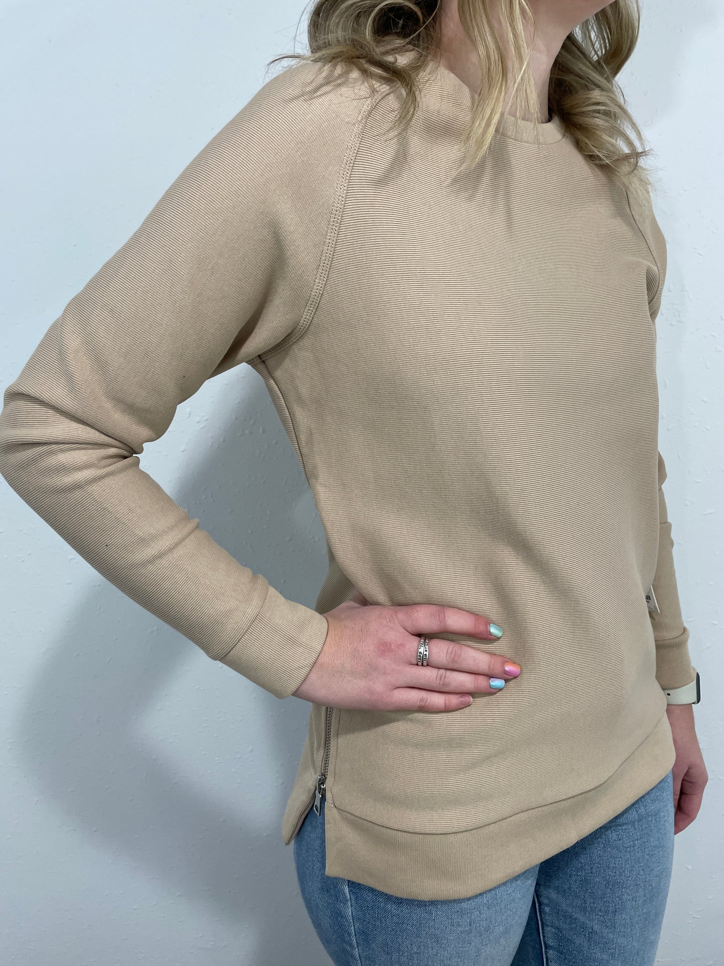 ZIP IT CREW NECK SWEATSHIRT - DEEP ECRU