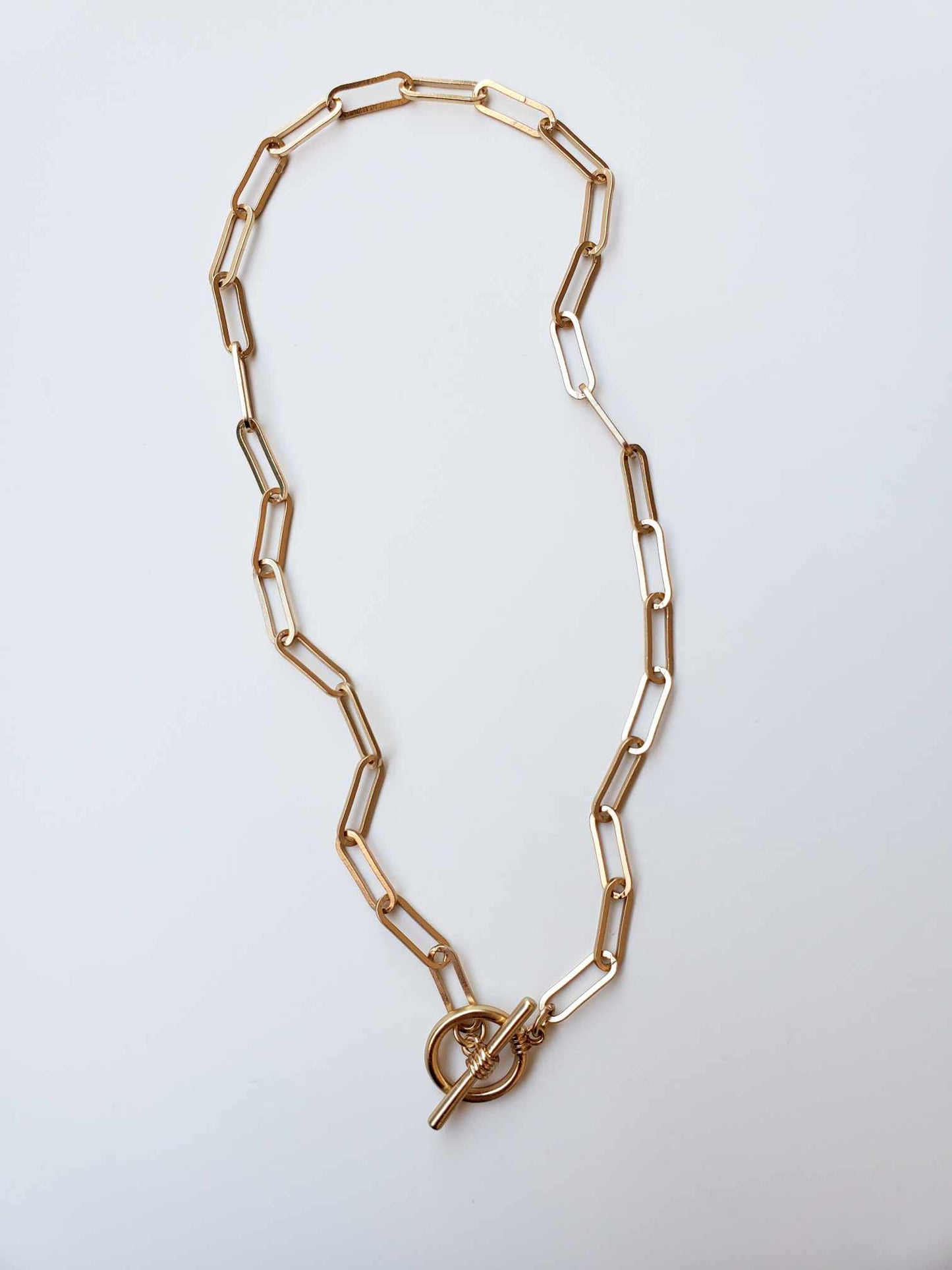 GOLD TOGGLE PAPERCLIP NECKLACE CHAIN