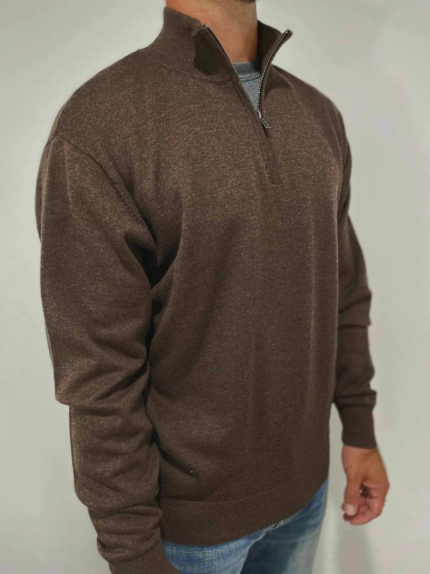 F/X FUSION SAMUEL 1/4 ZIP PULLOVER - HEATHERED BROWN