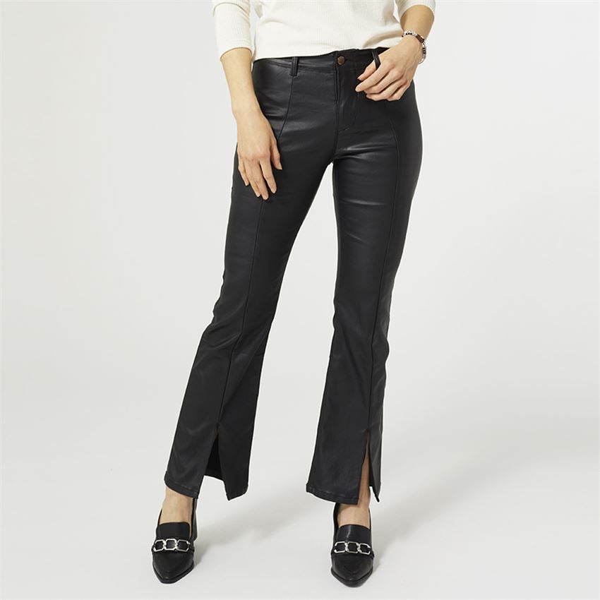 ZOEY BOOTCUT FAUX LEATHER PANTS - BLACK