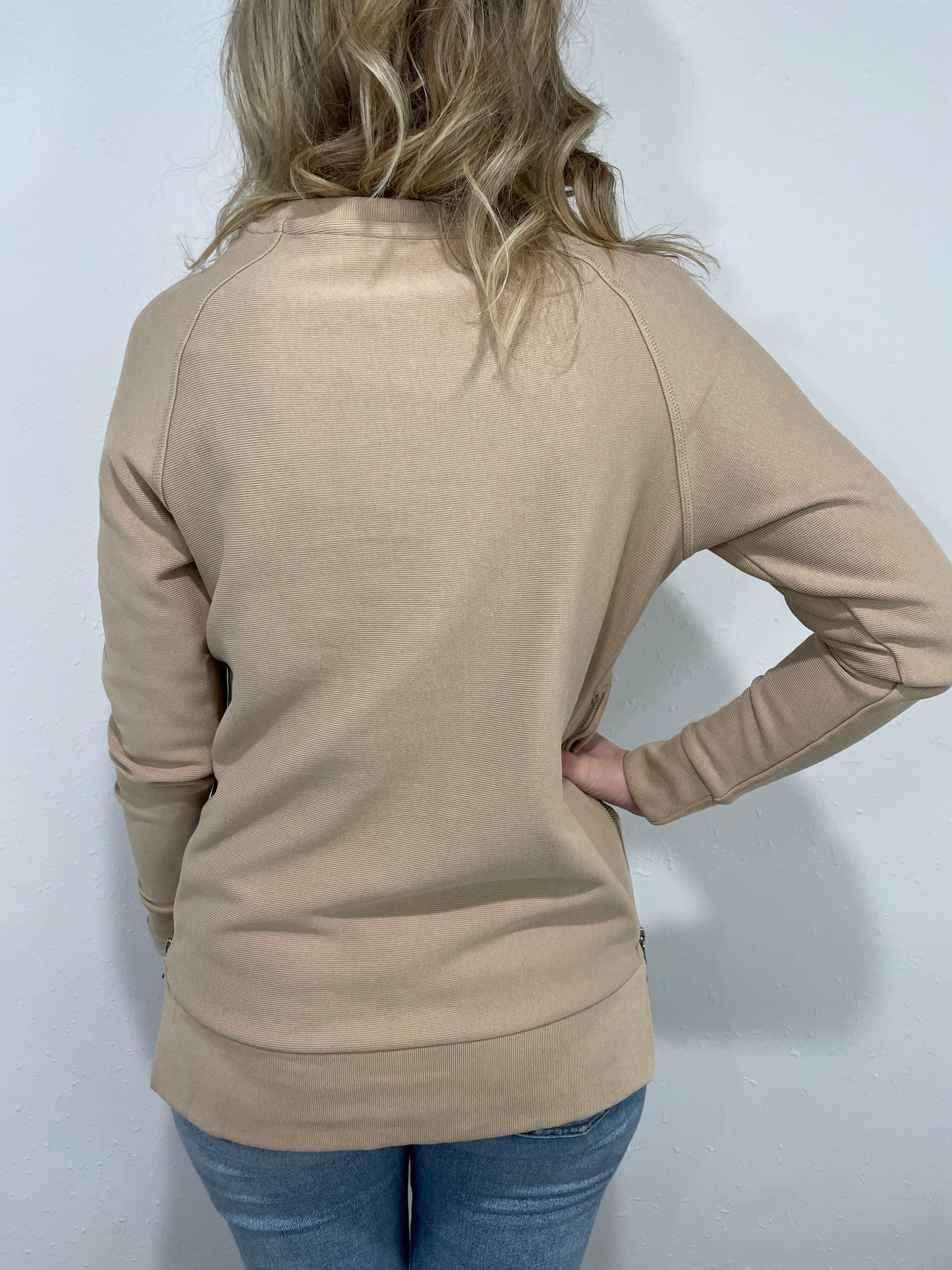 ZIP IT CREW NECK SWEATSHIRT - DEEP ECRU