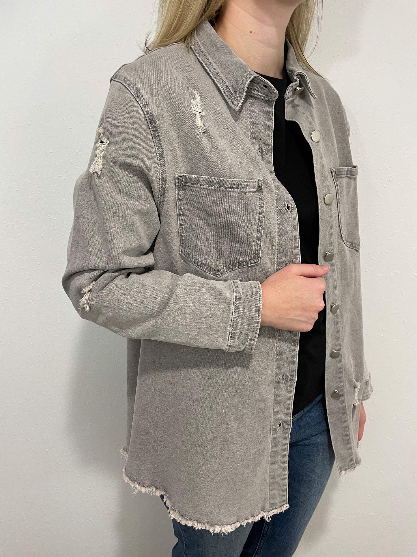 DISTRESSIN' ME OUT SHACKET - GREY