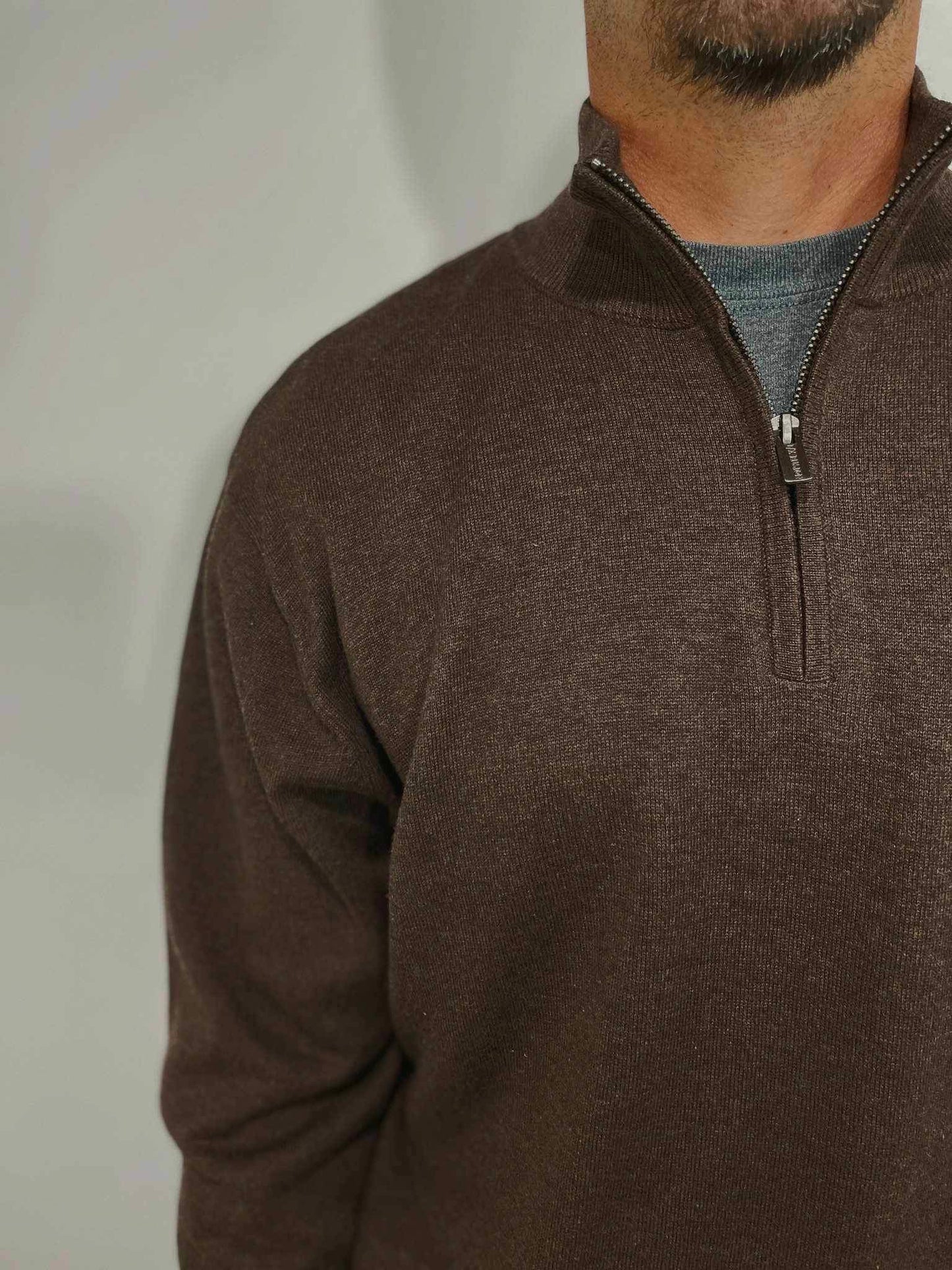 F/X FUSION SAMUEL 1/4 ZIP PULLOVER - HEATHERED BROWN
