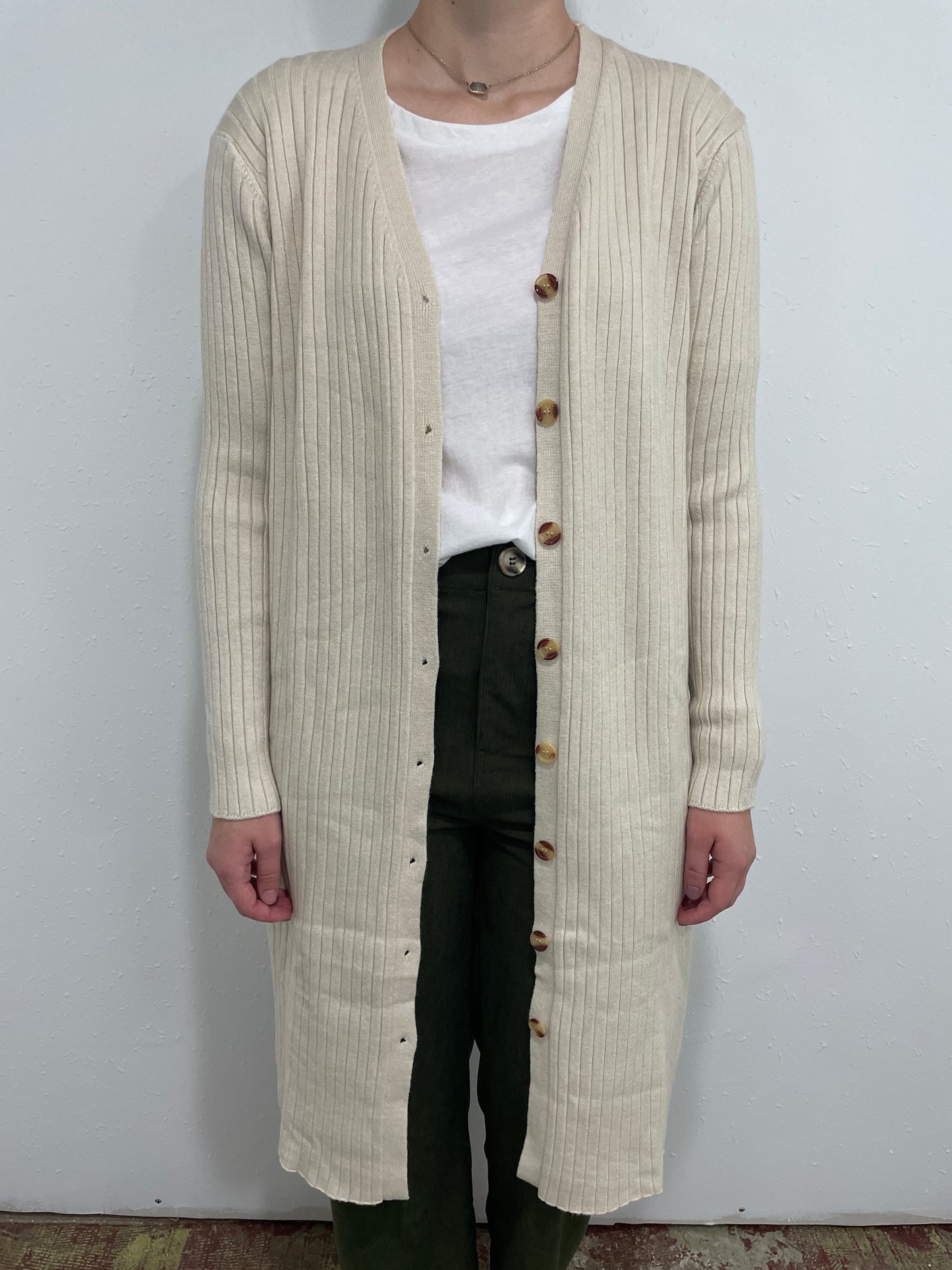 FELICITY BUTTON FRONT SWEATER DRESS - CREAM