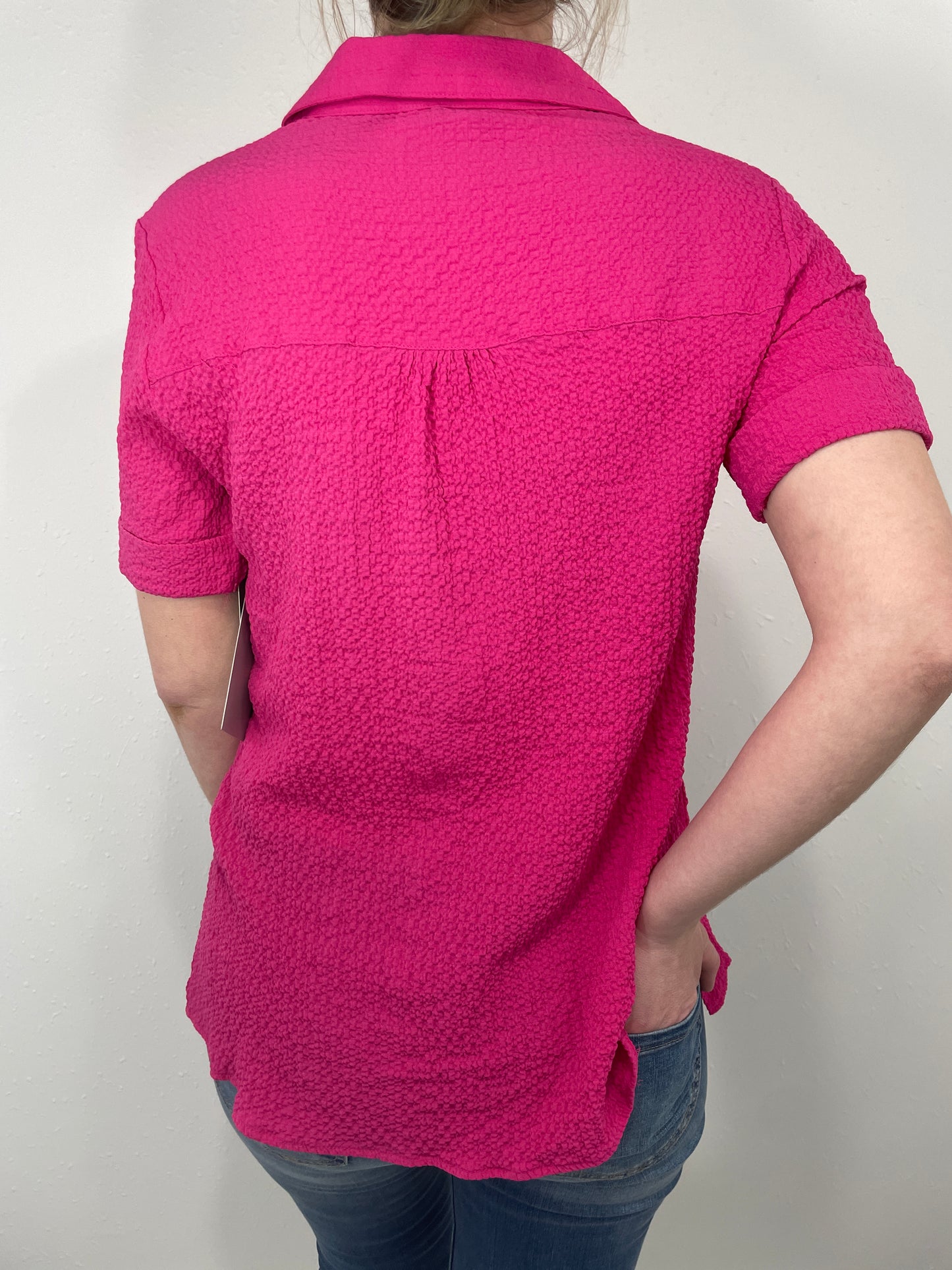 PINK IS THE NEW BLACK BUTTON UP - FUCHSA