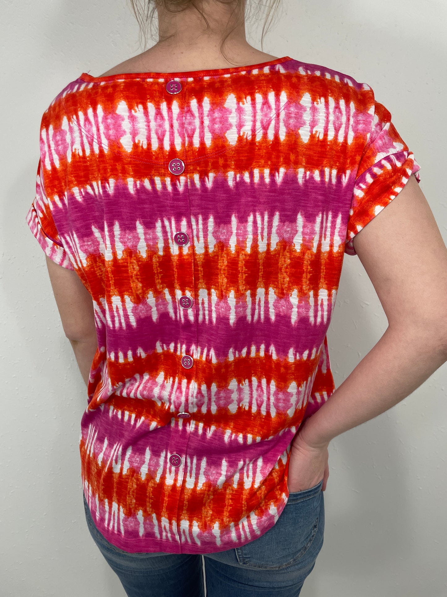SUNSET TIE DYE TOP - ORANGE/PINK