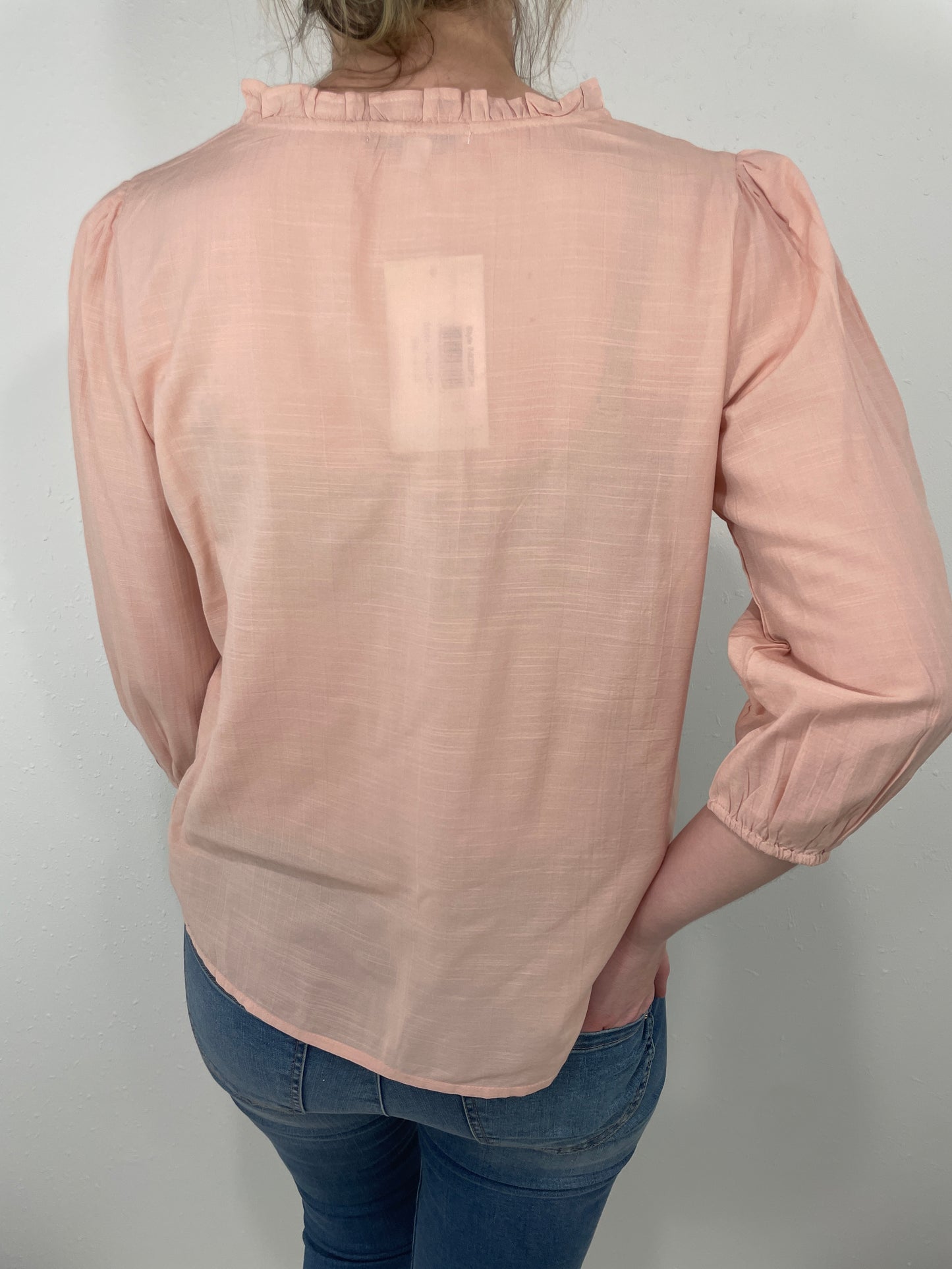 PEACHES AND CREAM TIE FRONT BLOUSE - PEACH