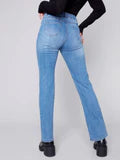 CHARLIE B PATCHWORK STRAIGHT LEG JEAN - MEDIUM BLUE