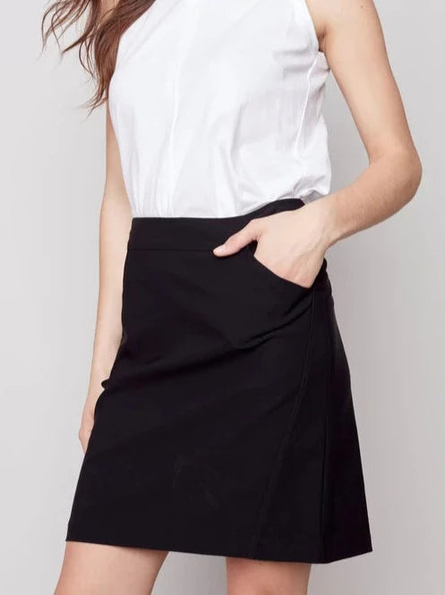 CHARLIE B SOLID PULL ON SKORT - BLACK