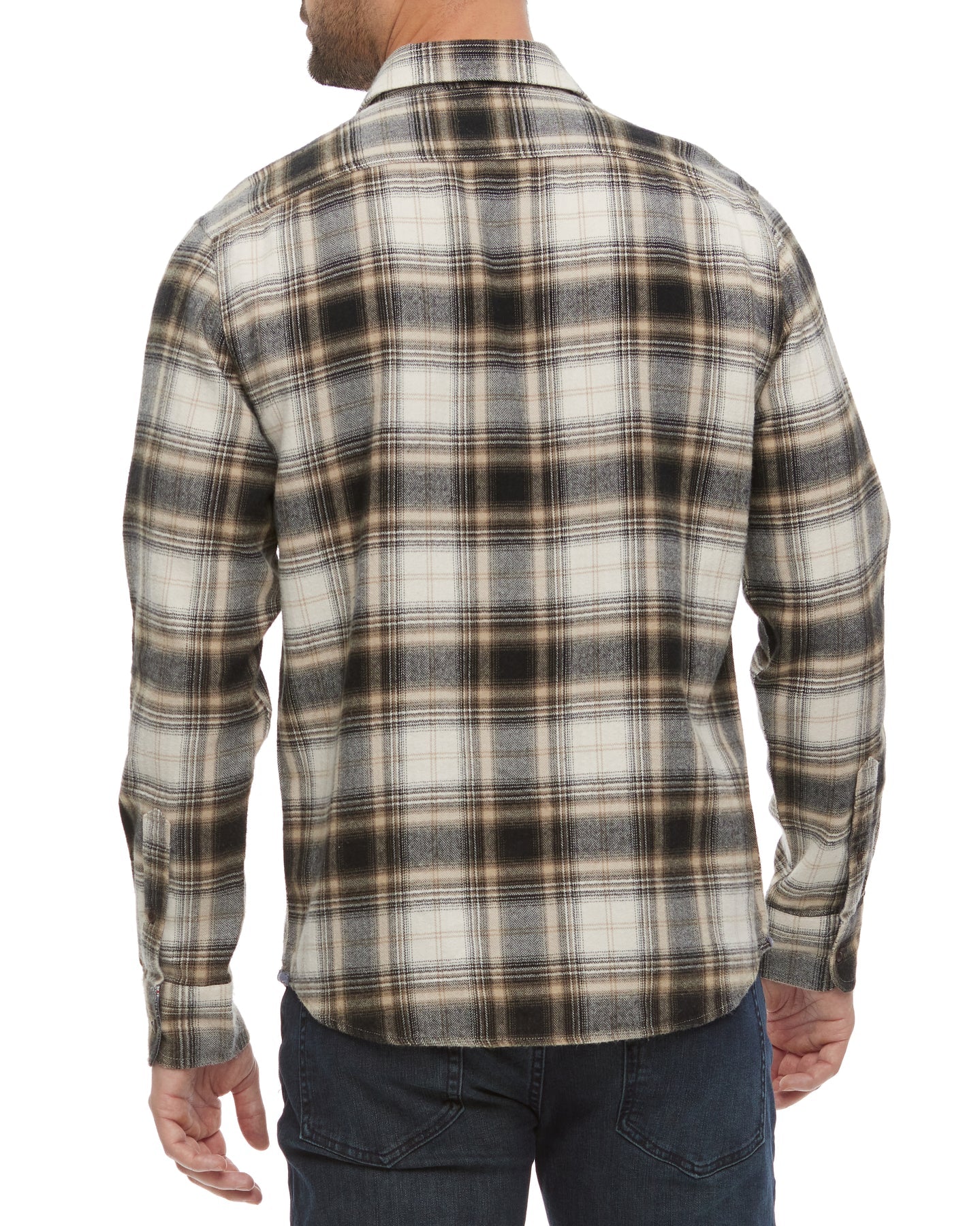 FLAG & ANTHEM ESPARTO FLANNEL BUTTON DOWN - WHITE/BLACK/TAN